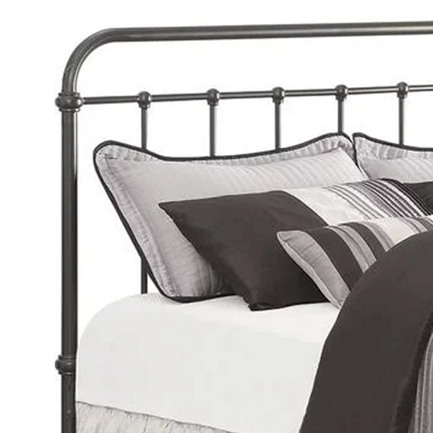 Benzara Metallic California King Size Bed, Dark Bronze