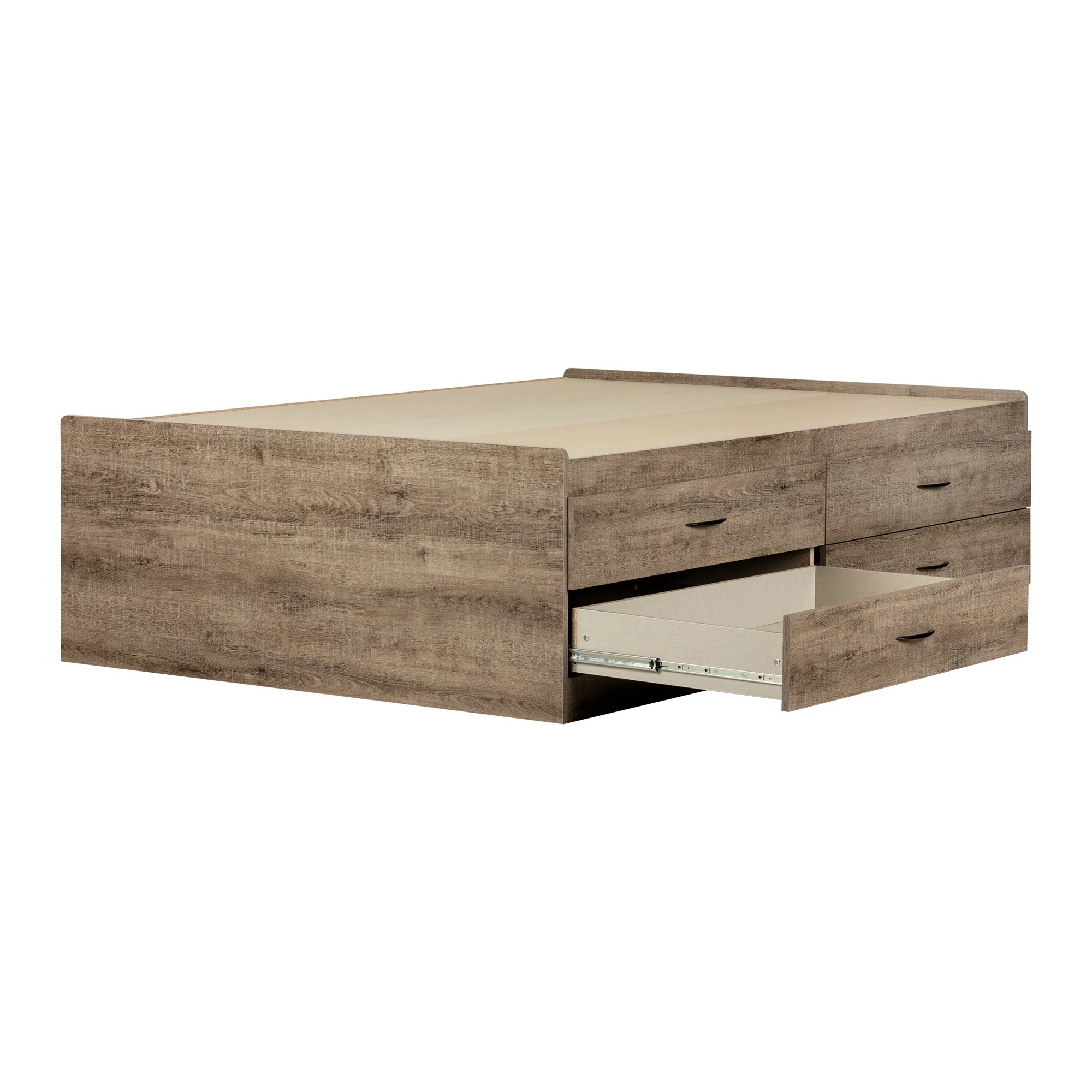 South Shore SoHo Captain Bed with 4 Drawers, Weathered Oak