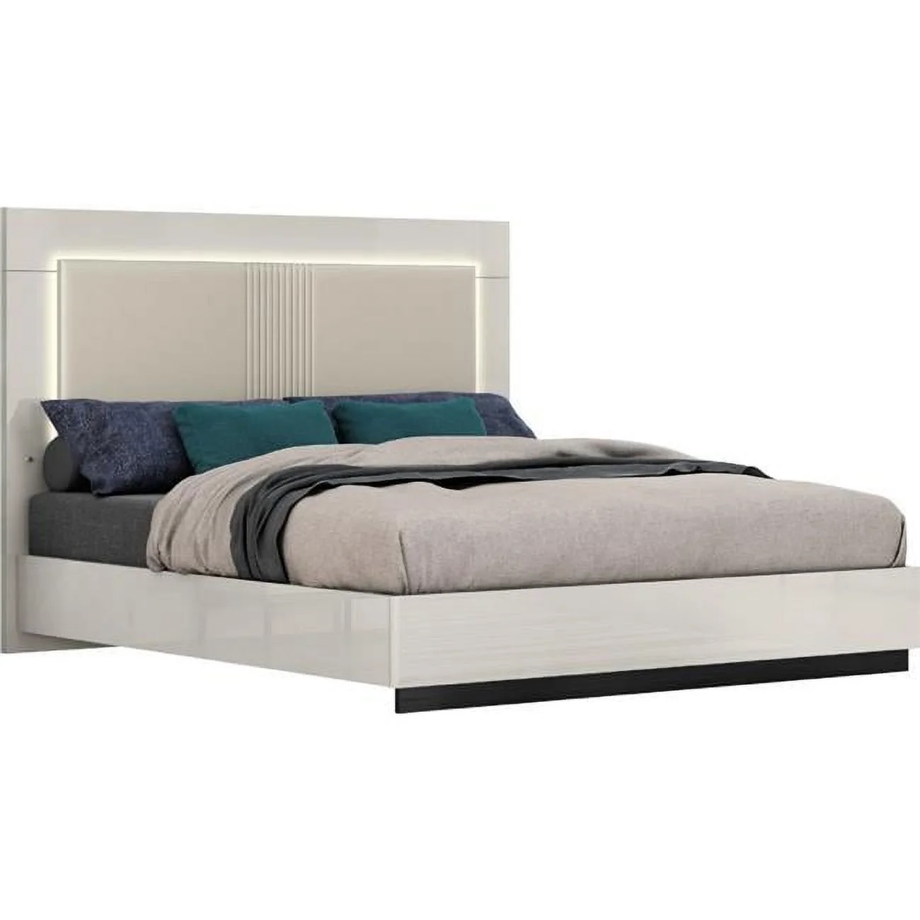 J & M Furniture 19778-K 54 x 77 x 81 in. Bella King Size Bed, Grey & Black