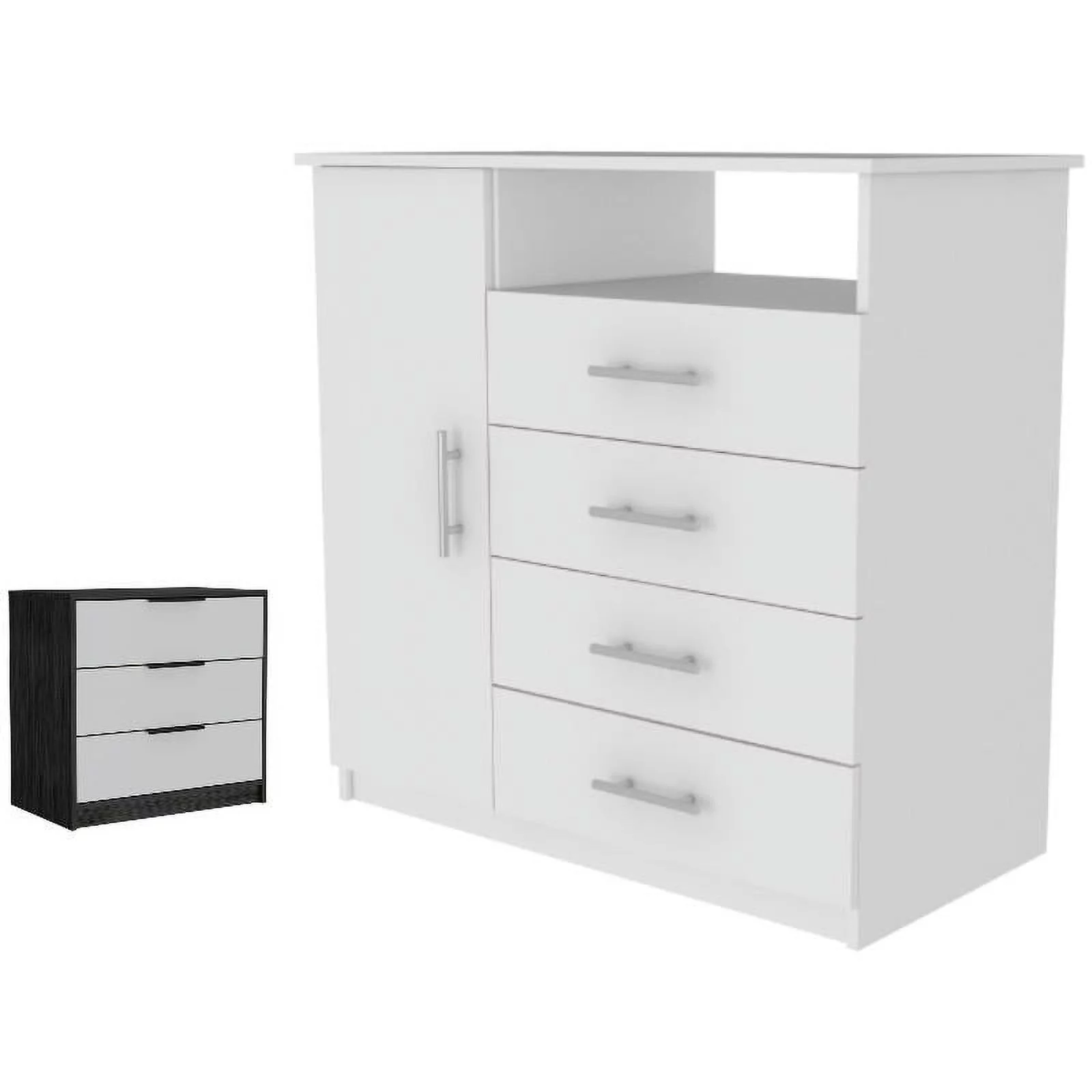 Home Square 2-Piece Set with Four Drawer Dresser and 3 Drawers Dresser
