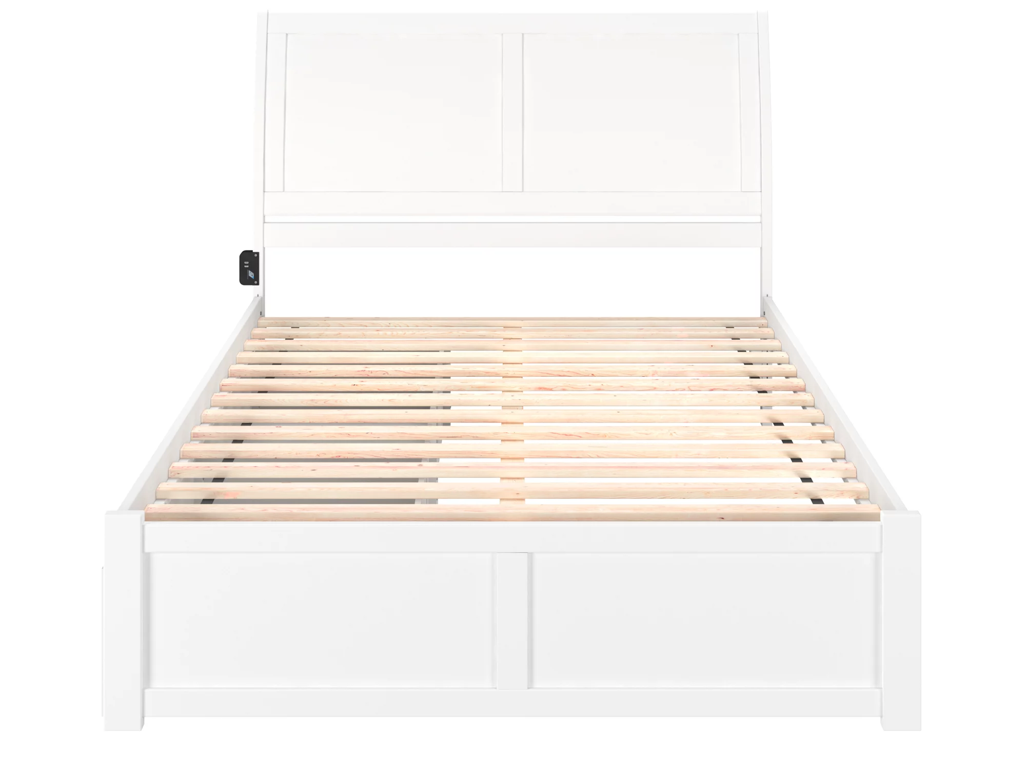 AFI Portland Queen Wood Platform Bed with Headboard Footboard & 2 Storage Drawers, White