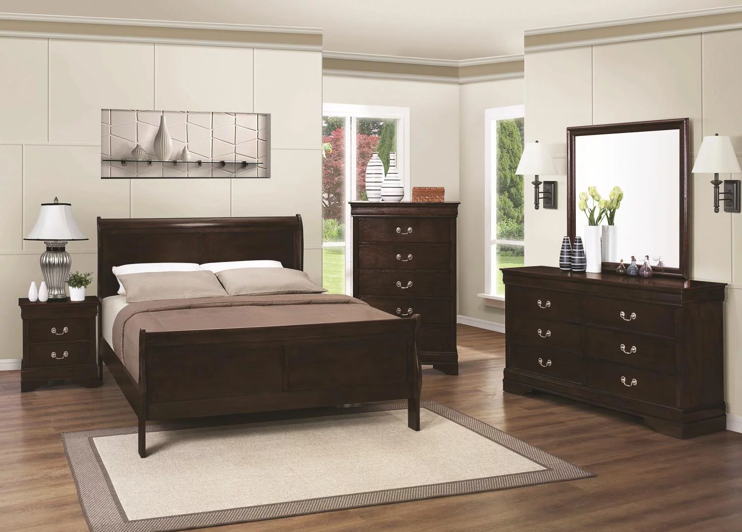 Louis Philippe Panel Bedroom Set with High Headboard