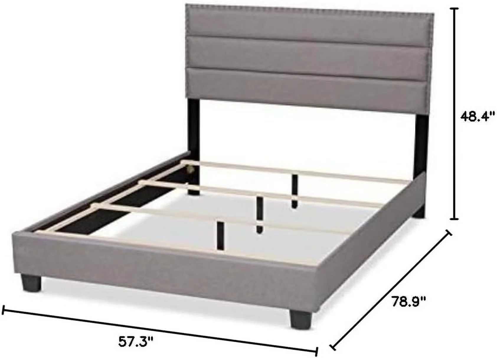Ansa Modern And Contemporary Grey Fabric Upholstered Full Size Bed