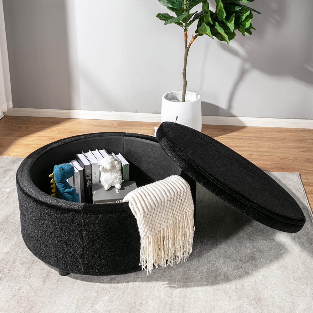 ACEssentials Carson Storage Ottoman in Black