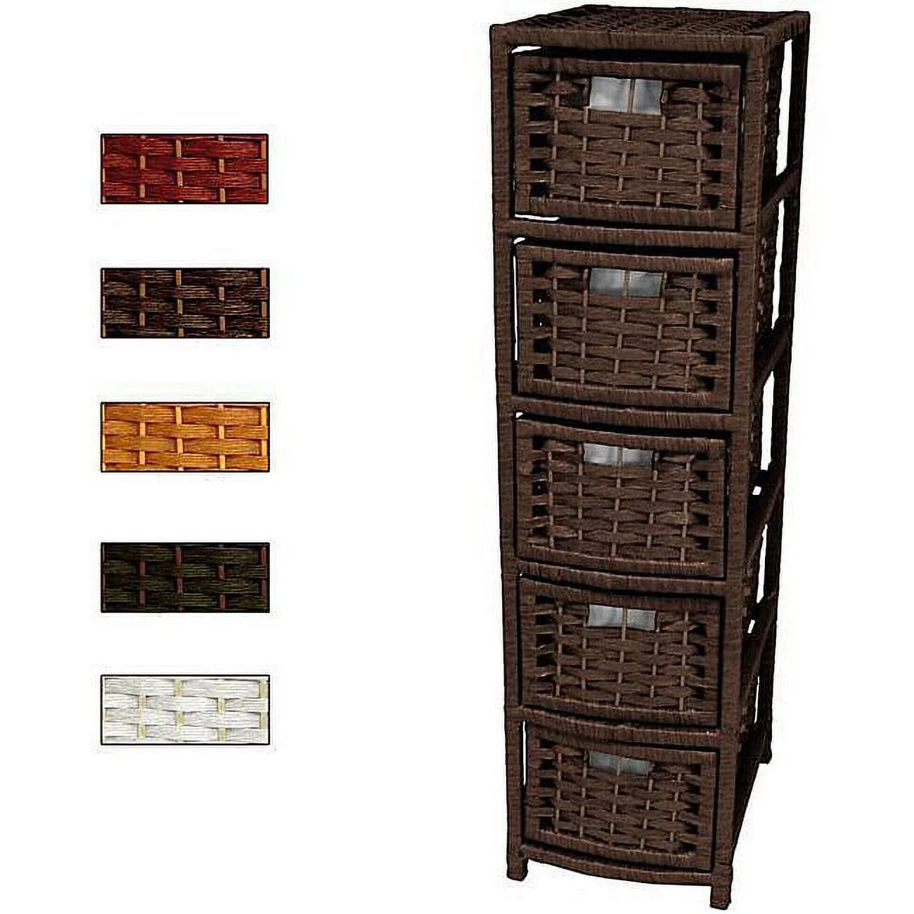 Oriental Furniture Natural Fiber Occasional Chest, 5 Drawer
