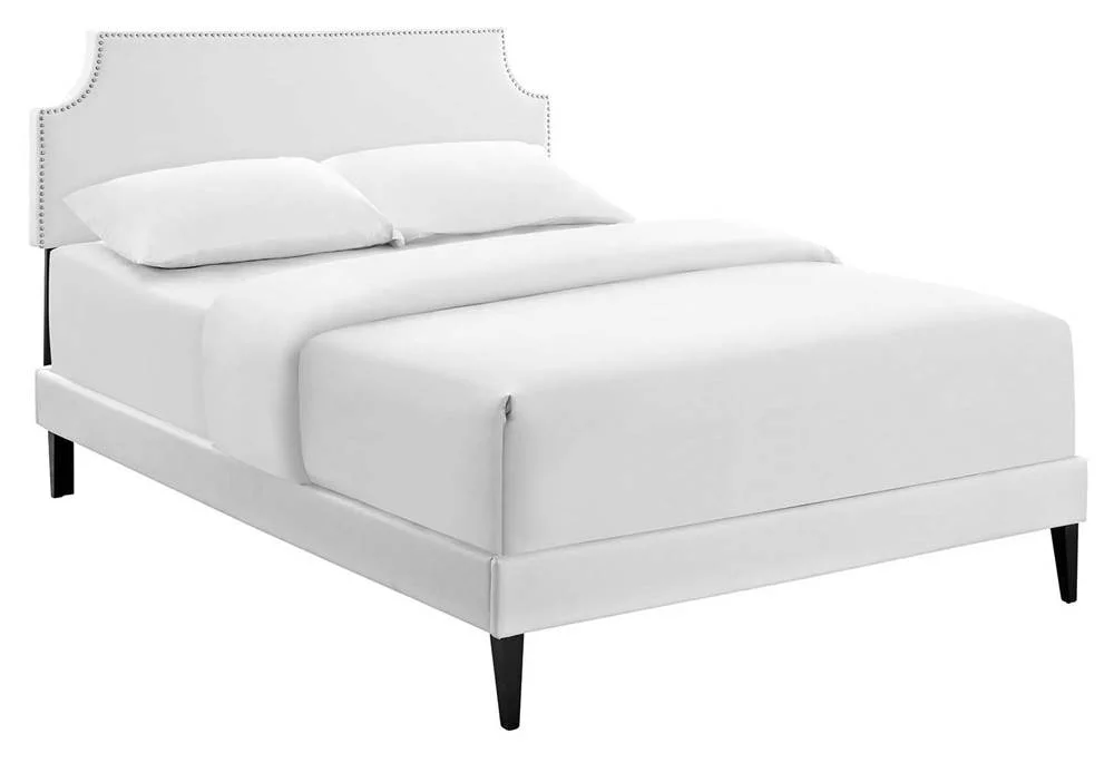 Modway Corene Faux Leather Full Platform Panel Bed in White