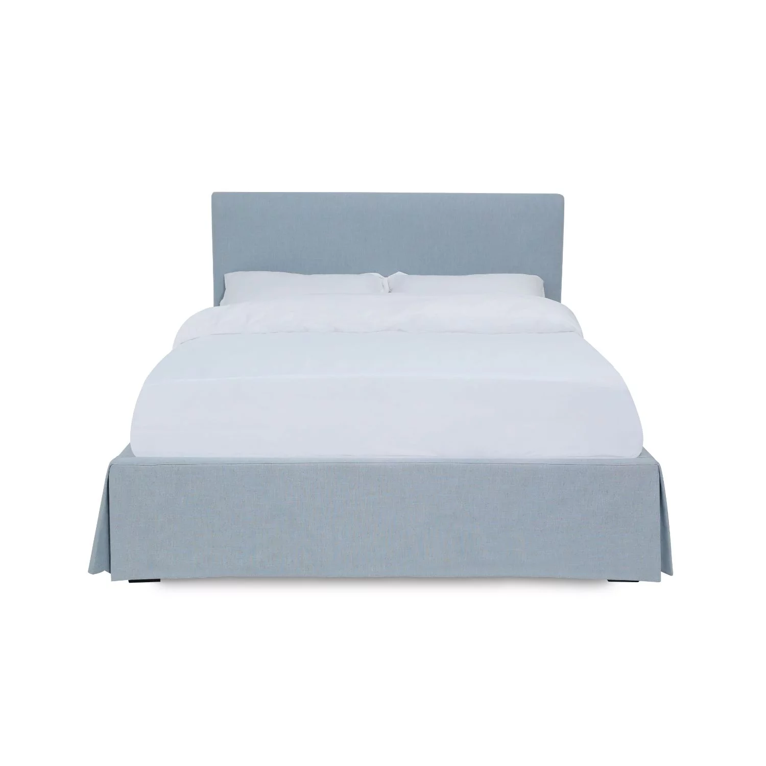 Modus Furniture Shelby Skirted Footboard Storage Panel Bed in Sky