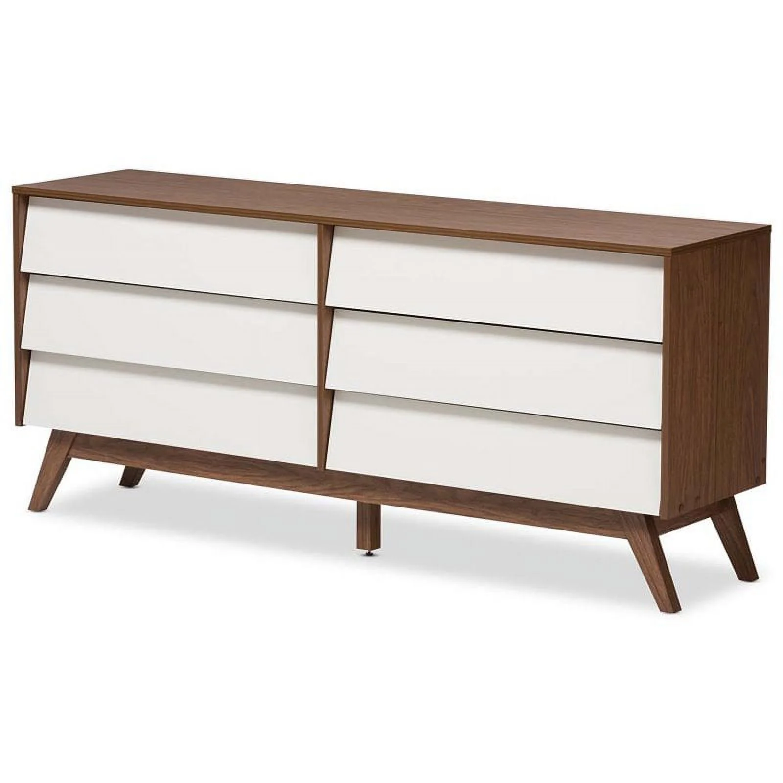 Home Square 2 Piece Bedroom Set with Dresser and Nightstand in White and Walnut