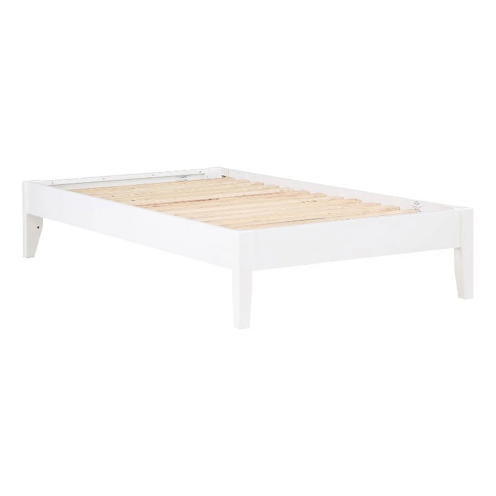 Pemberly Row Contemporary Wood Platform Full Bed in in White