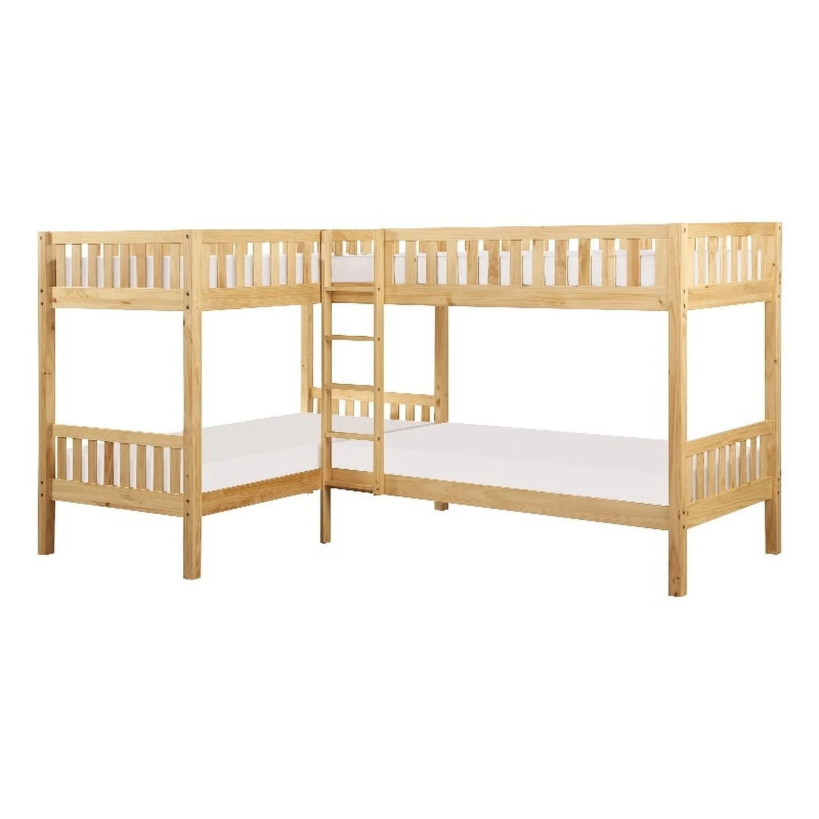 Lexicon Contemporary Wood and MDF Board Corner Bunk Bed in Natural Pine