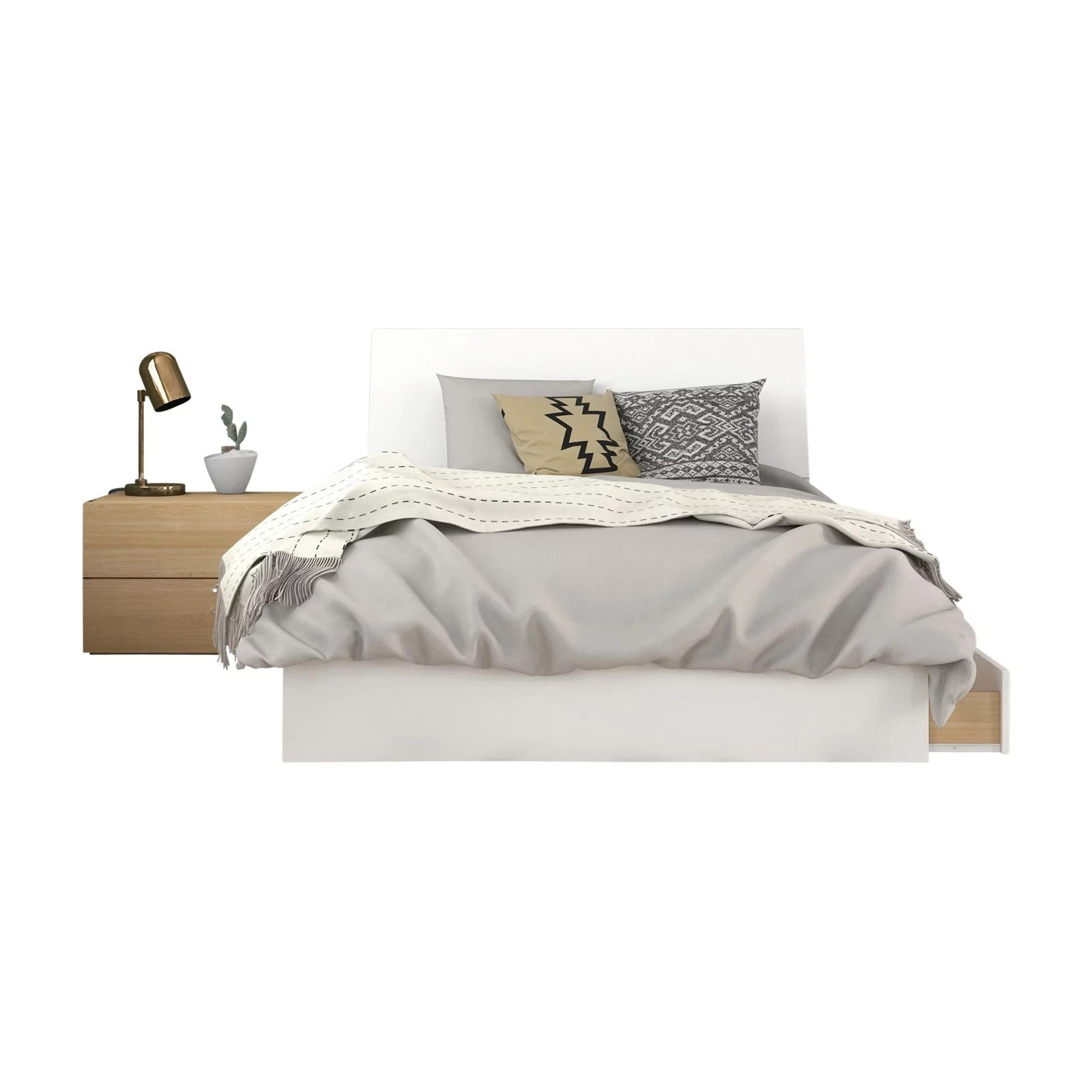 Aruba 3 Piece Full Size Bedroom Set Natural Maple & White