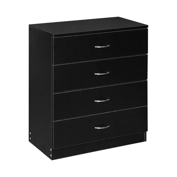 Knocbel Wood Dresser Simple Design Storage Nightstand with 4 Drawers for Living Room Bedroom, Easy Draw Out Smooth Glide and Silber Metal Handles, 25.98