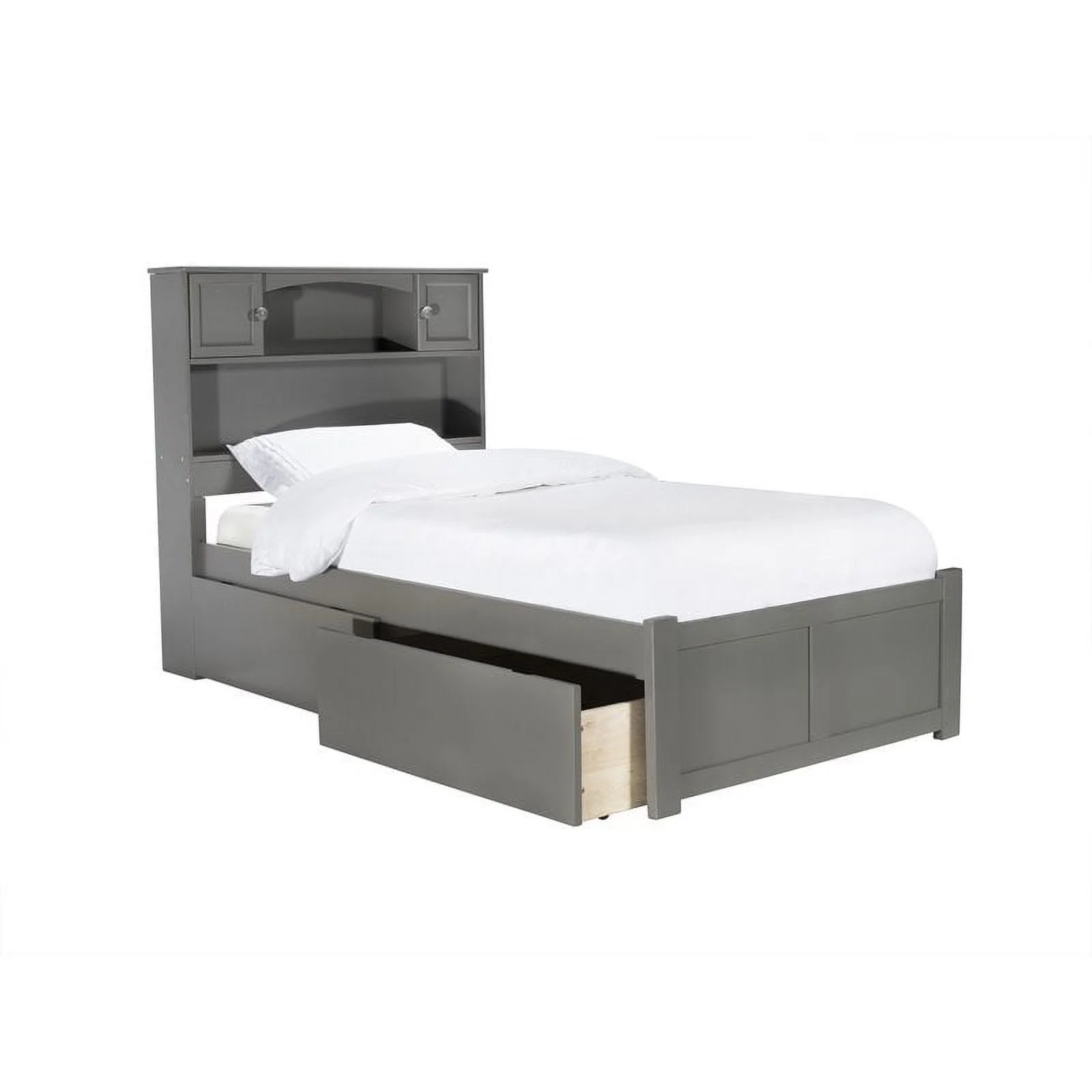 Leo & Lacey 2Drawer Modern Solid Wood Twin XL Platform Bed w/ Footboard in Gray