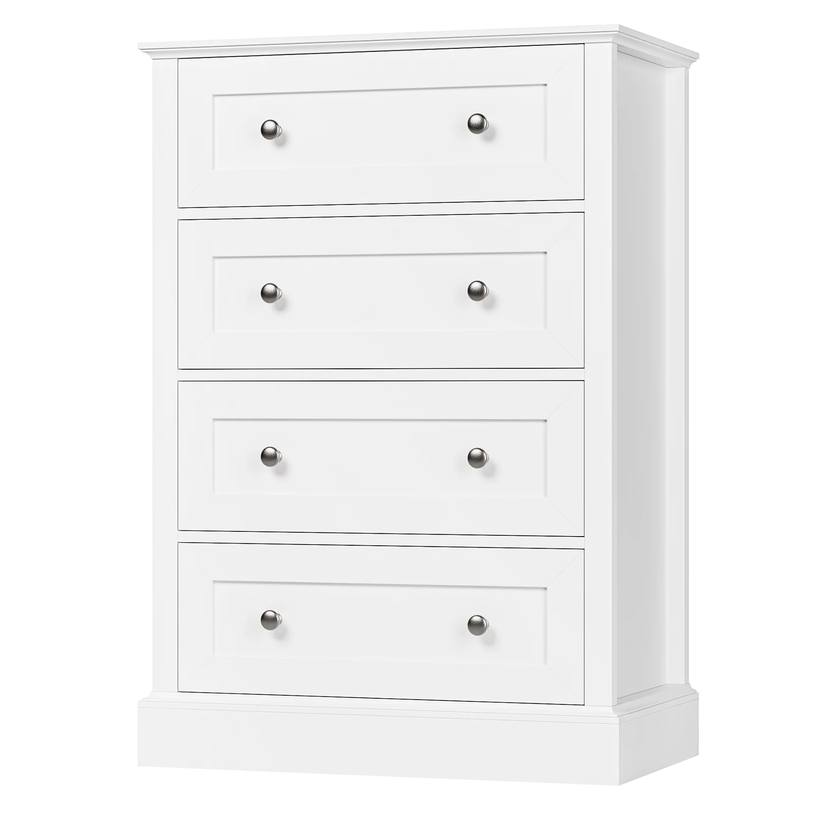 Homfa White Dresser with 4 Drawers, Wood Nightstand Chest of Drawers for Home Office Living Room