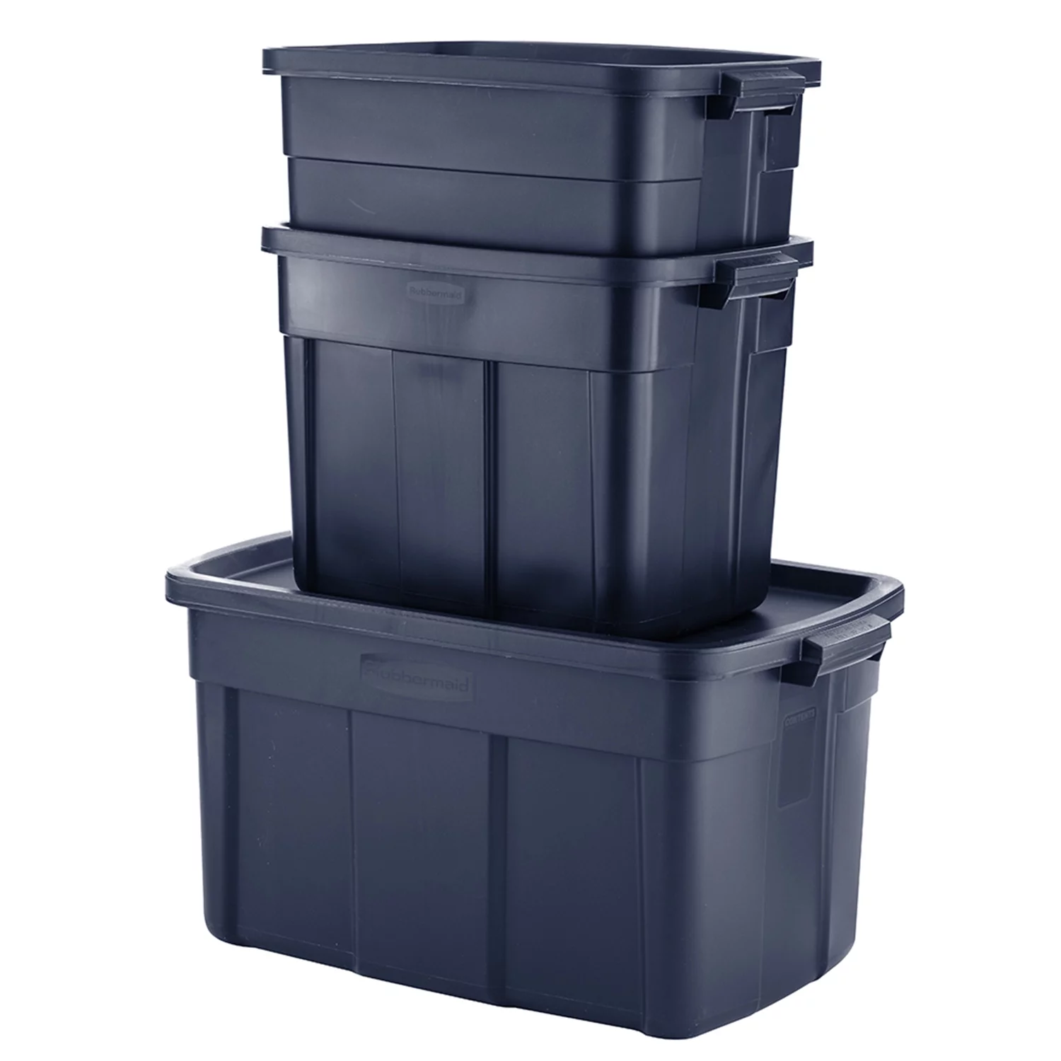 Rubbermaid 18 Gallon Stackable Storage Container, Indigo Metallic (12 Pack)