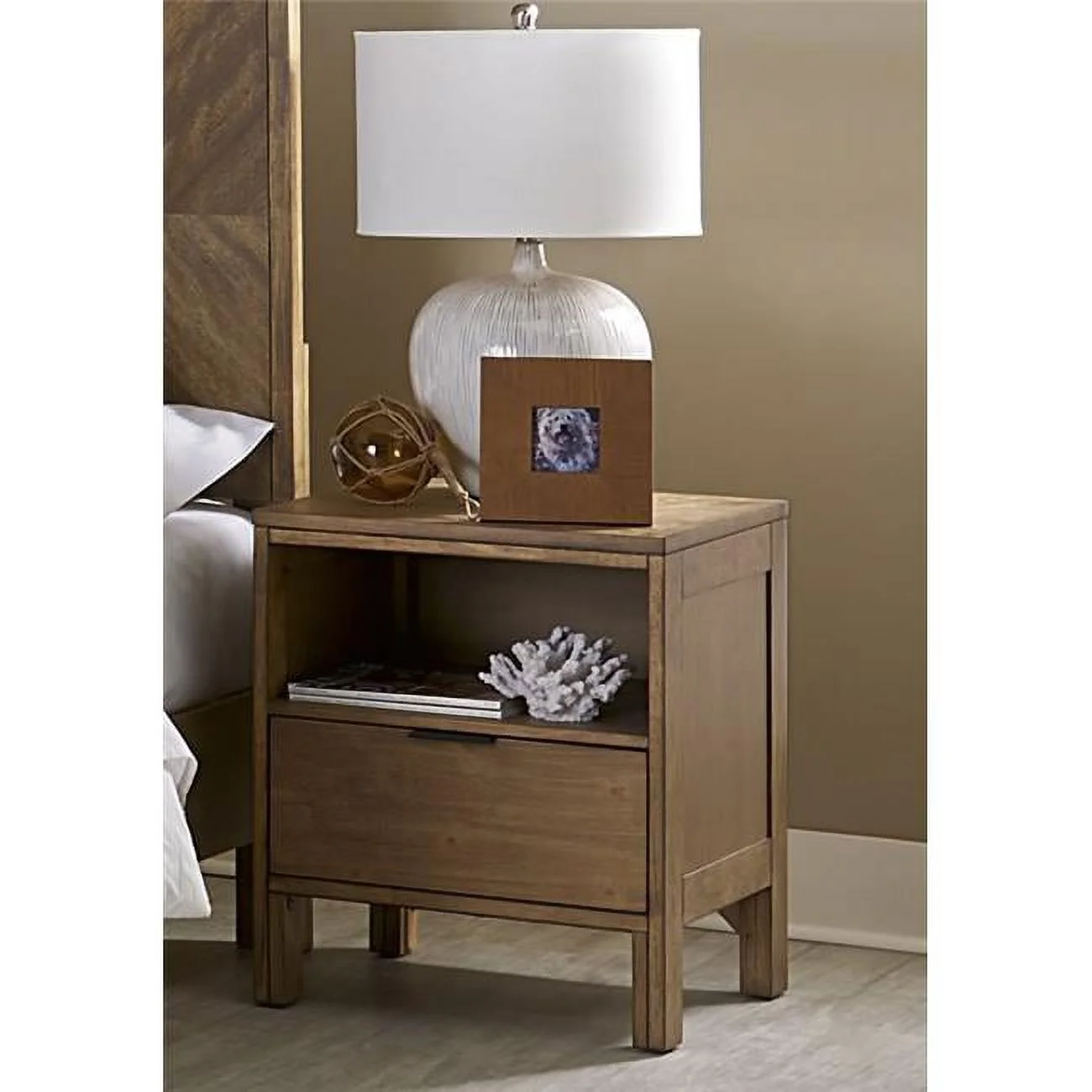 Progressive Furniture Strategy Distressed Jute Nightstand