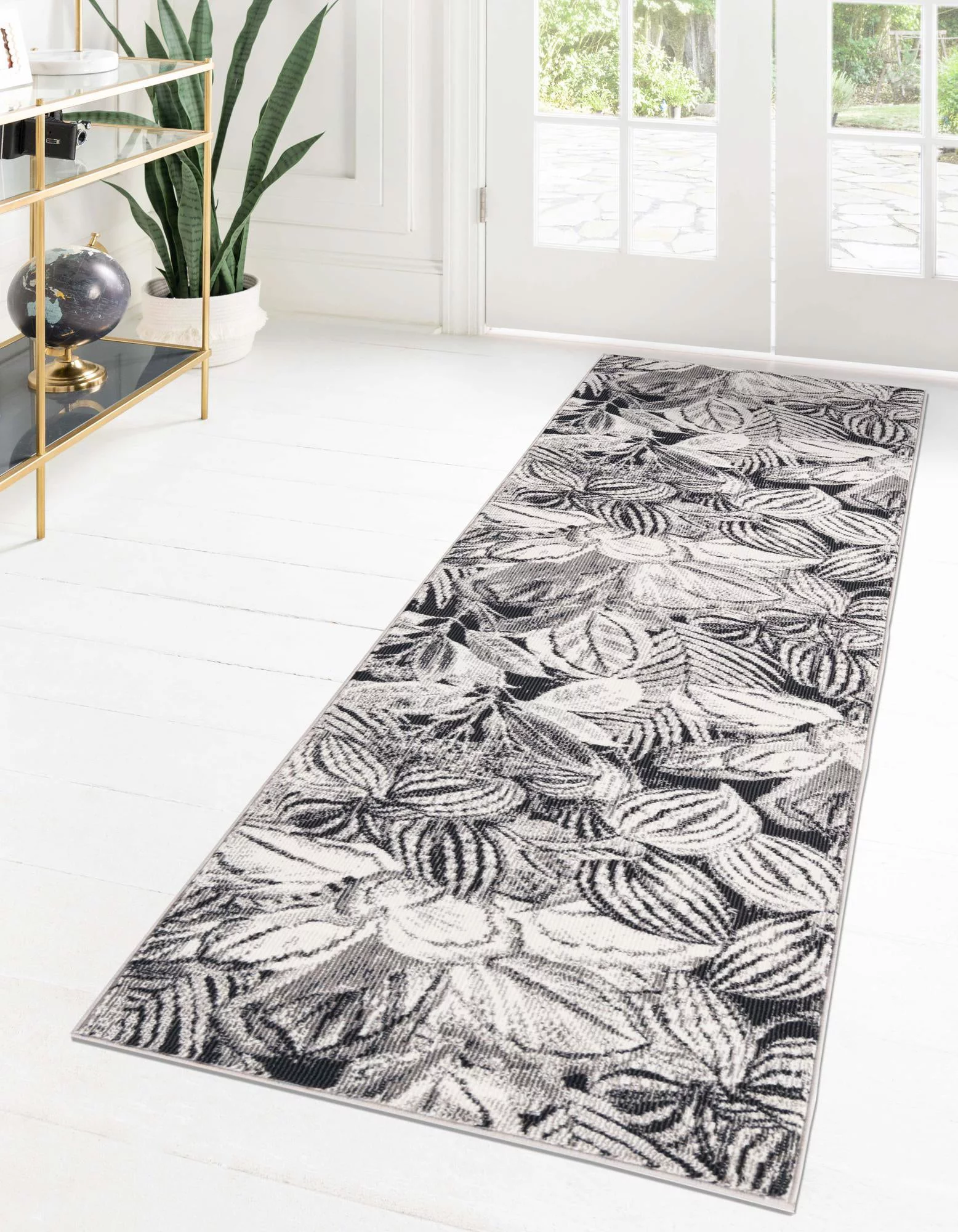 Unique Loom Ocho Blossom Rug Charcoal/Ivory 2' 7