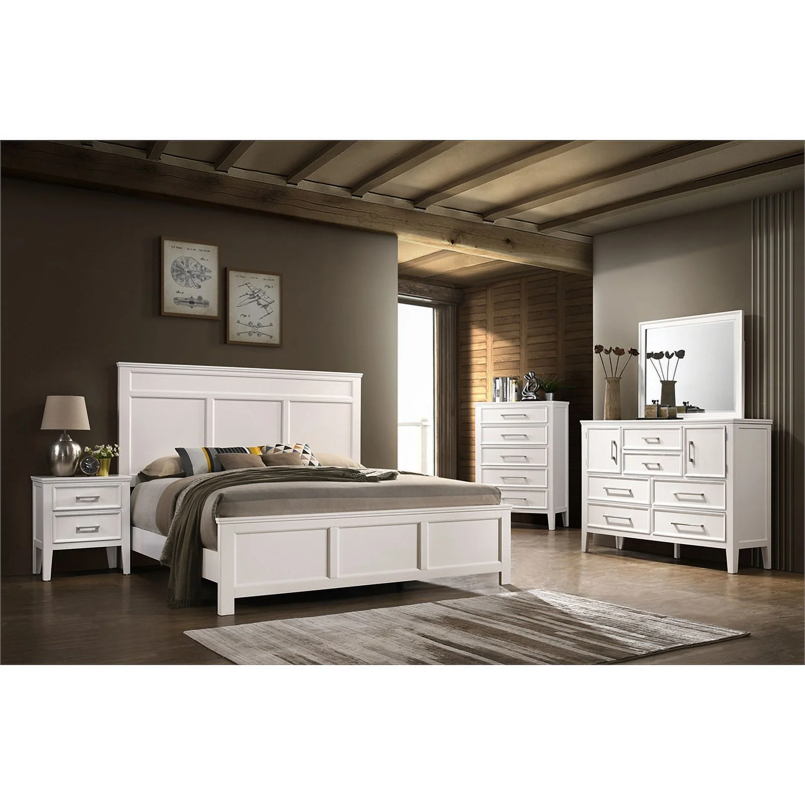 New Classic Furniture Andover Traditional Wood Twin Bed in White