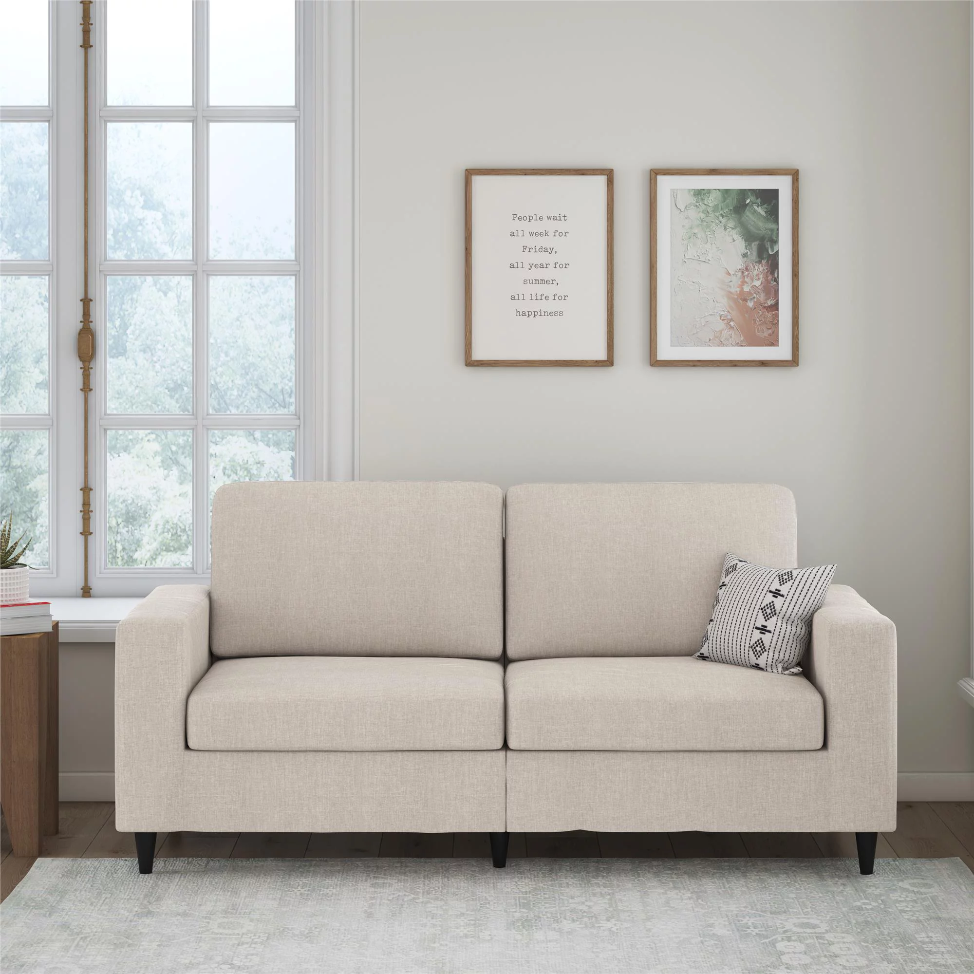 DHP Cooper 3 Seater Sofa, Beige Linen
