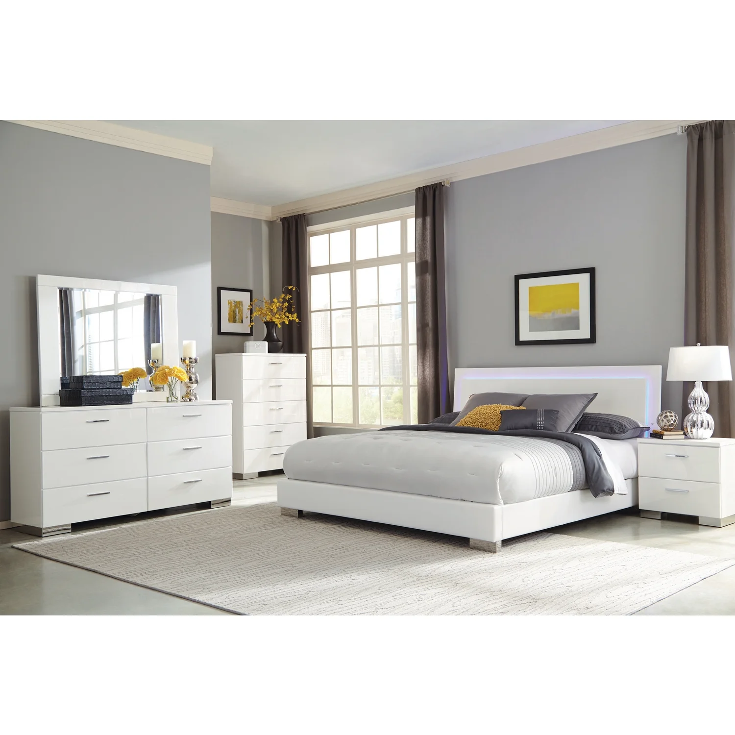 Coaster Felicity 5-Piece Faux Leather California King Bedroom Set in White