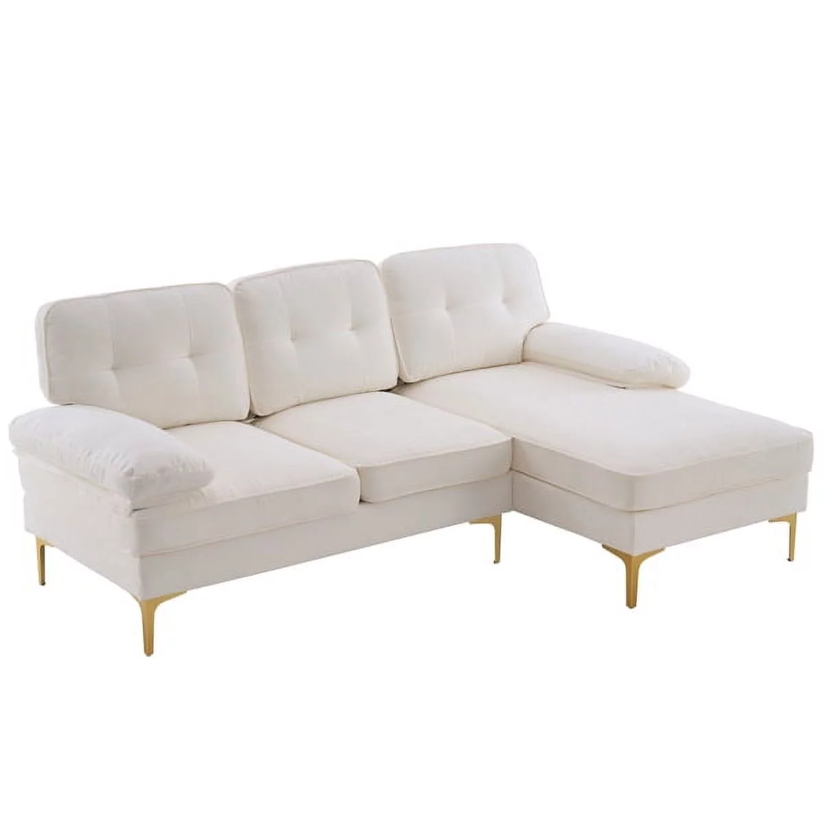 SYTHERS Convertible Sectional Sofa Couch 3-Seat Sectional Sleeper Sofa with Memory Foam & Comfortable Backrest, Oversized Seats, White