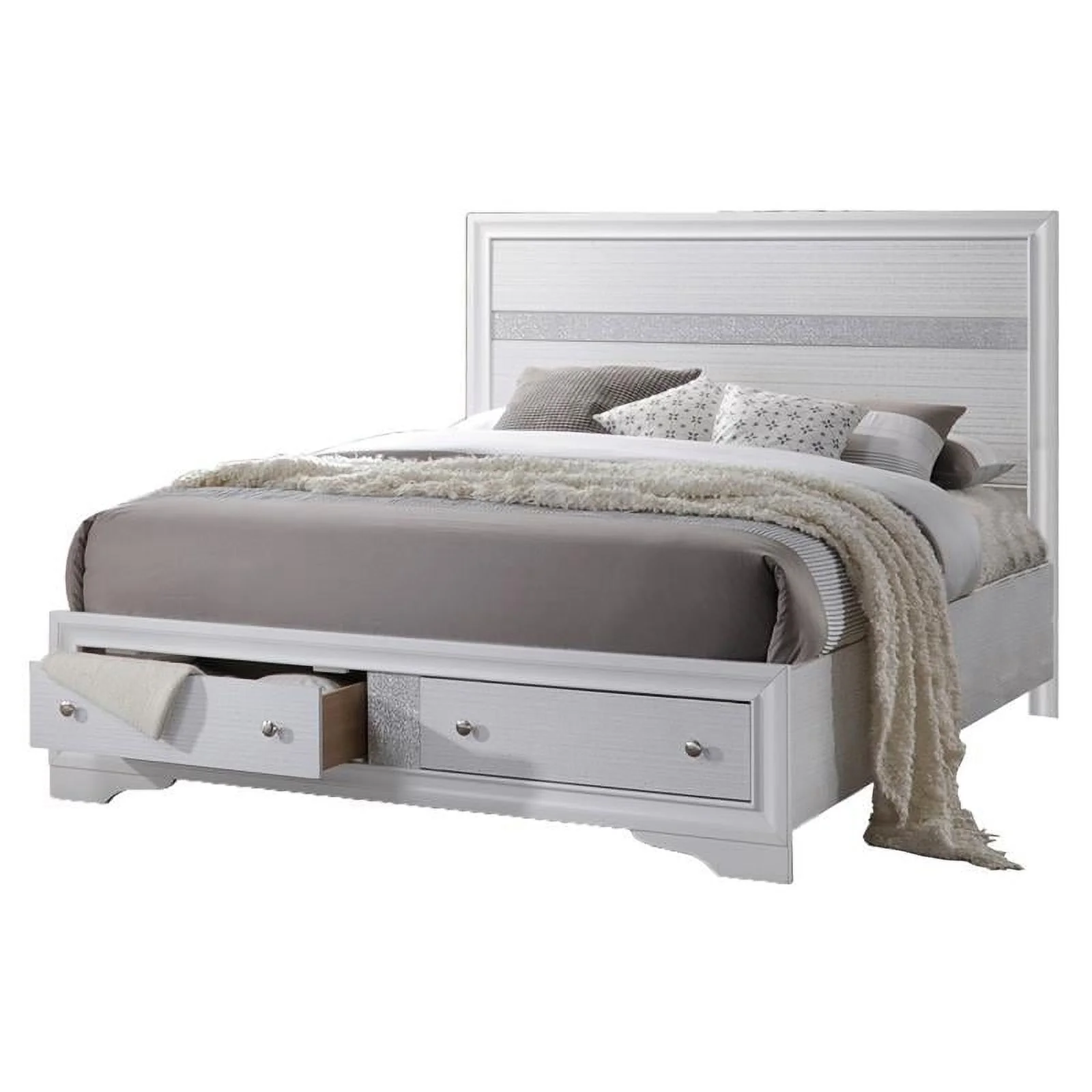 Maklaine White 4 Piece Bedroom Set with Queen Size Platform Bed