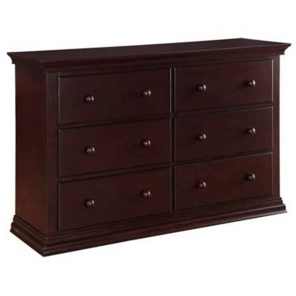 Suite Bebe Bailey 6 Drawer Double Dresser, Dark Brown Finish