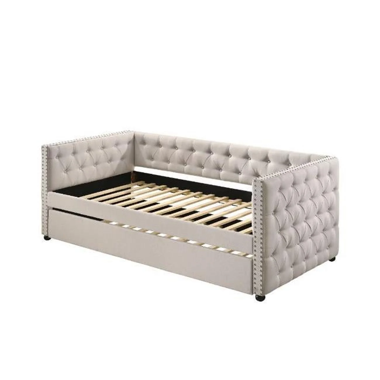 86 x 43 x 34 in. Romona Daybed & Trundle, Beige Fabric - Twin Size