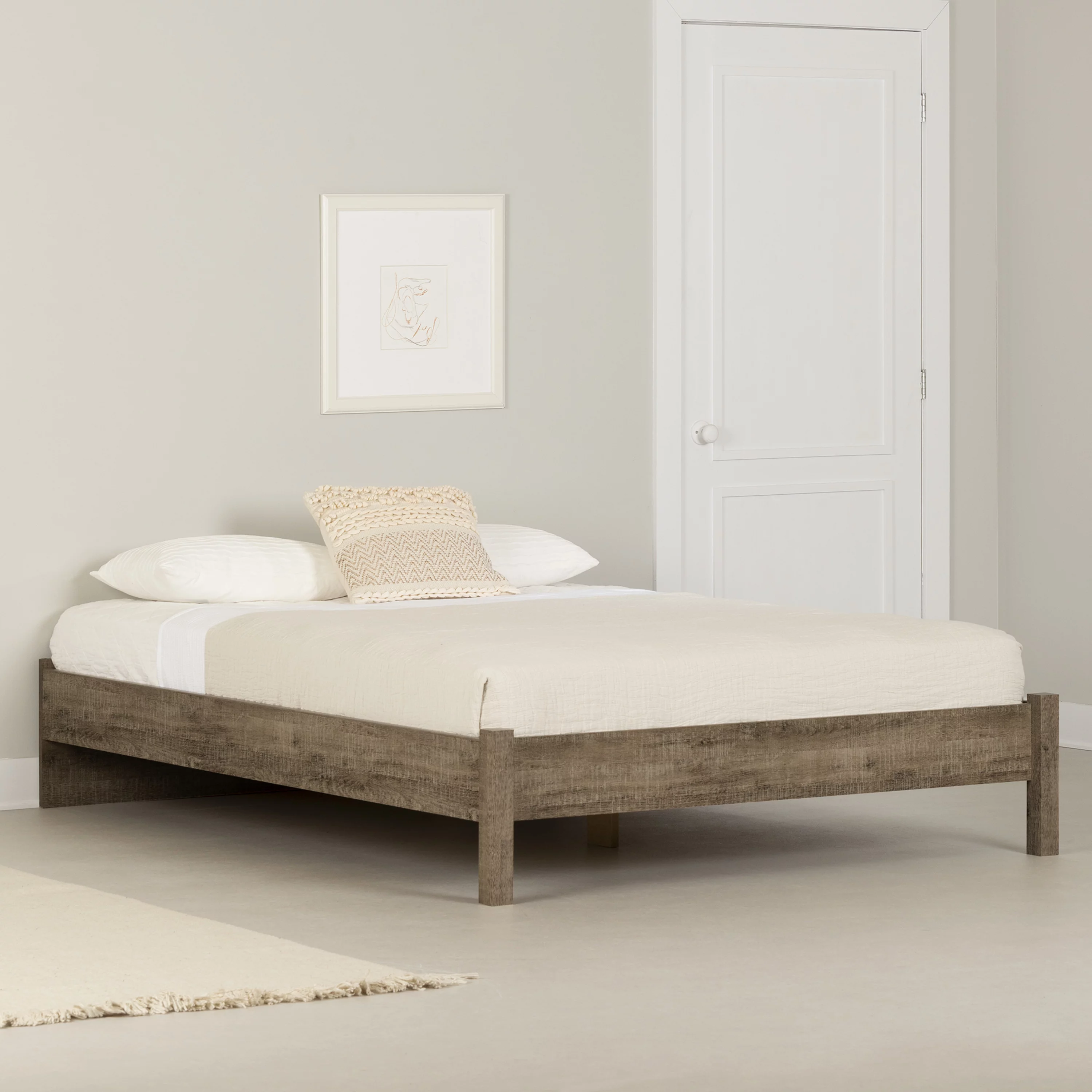 South Shore Holland Queen Platform Bed Weathered Oak