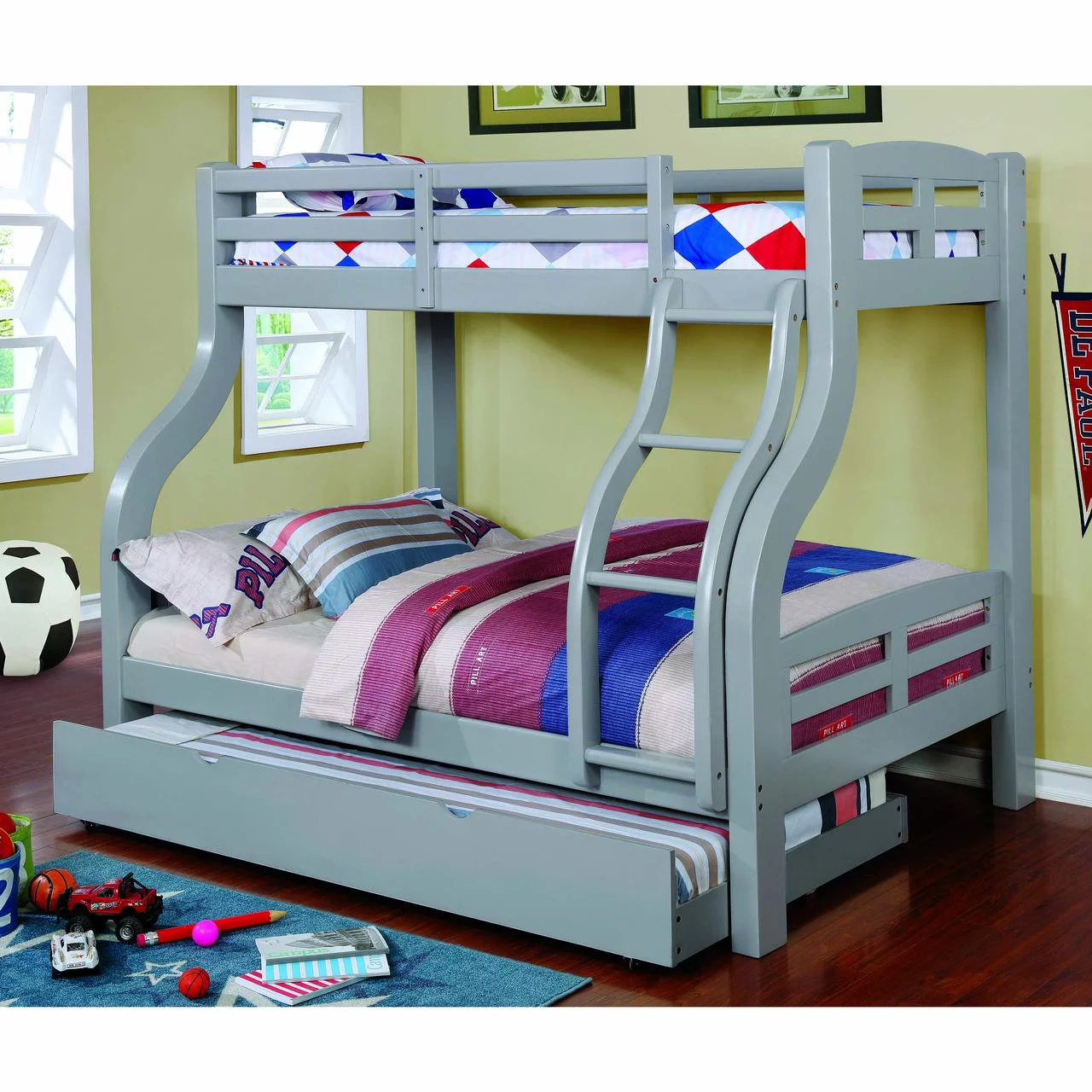 Furniture of America Sophia Wood Bunk Bed, Twin/Full, Gray