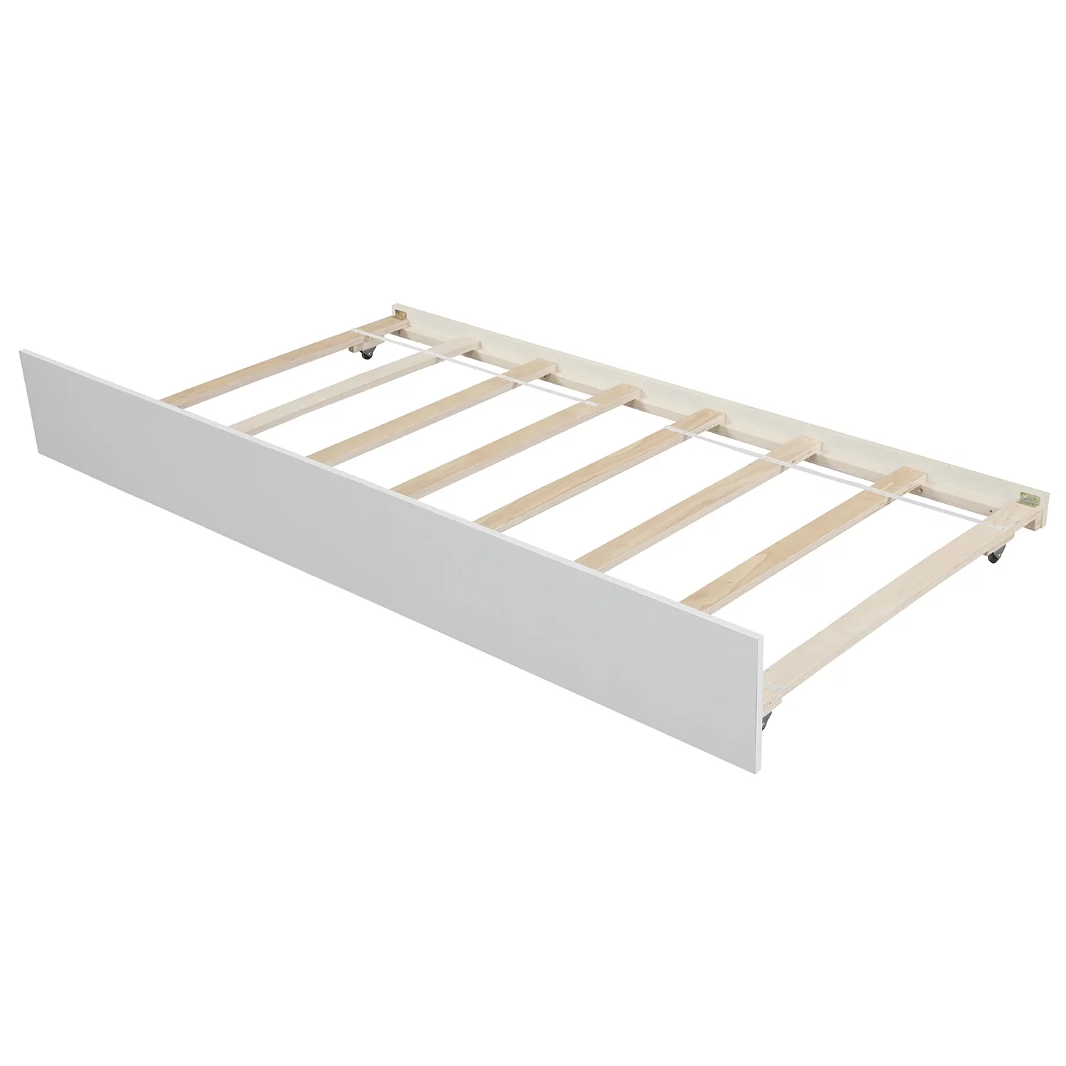 Nestfair White Twin Size Platform Bed with Trundle