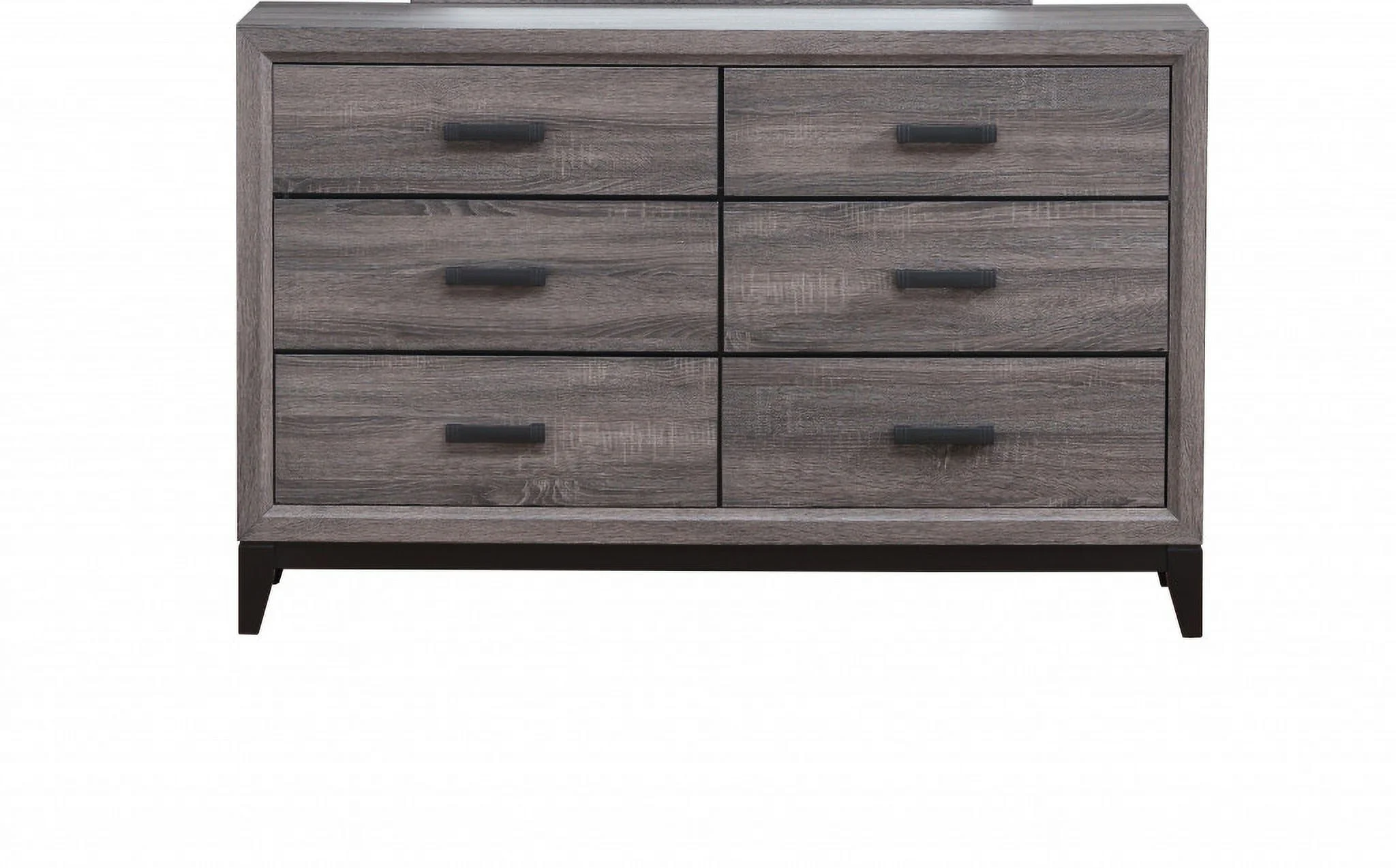 HomeRoots 478651 58 in. Solid Wood Six Drawer Double Dresser, Grey