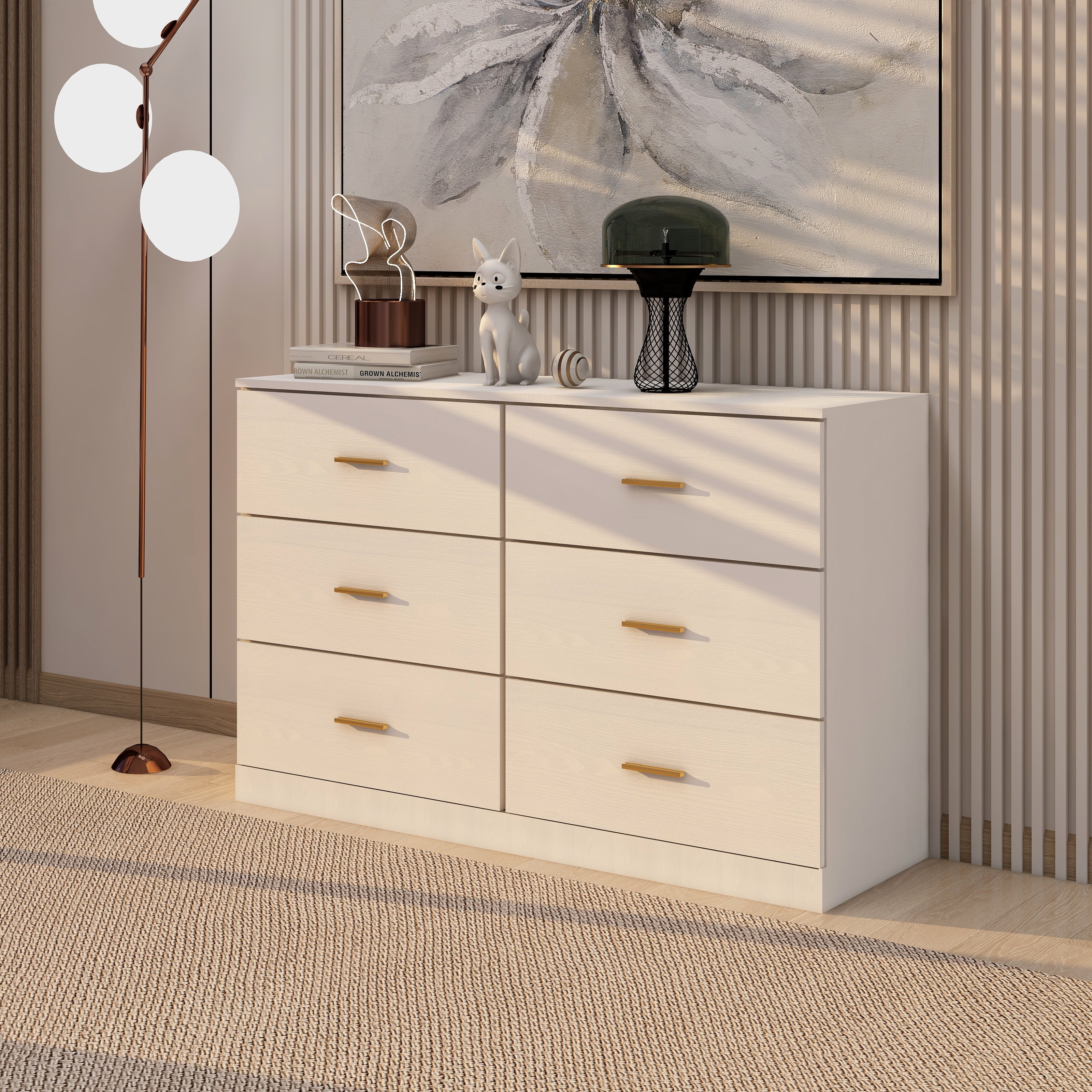 CoSoTower Modern White 6-Drawer Dresser for Bedroom - Ample Storage Wide Chest of Drawers, Sturdy & Safe