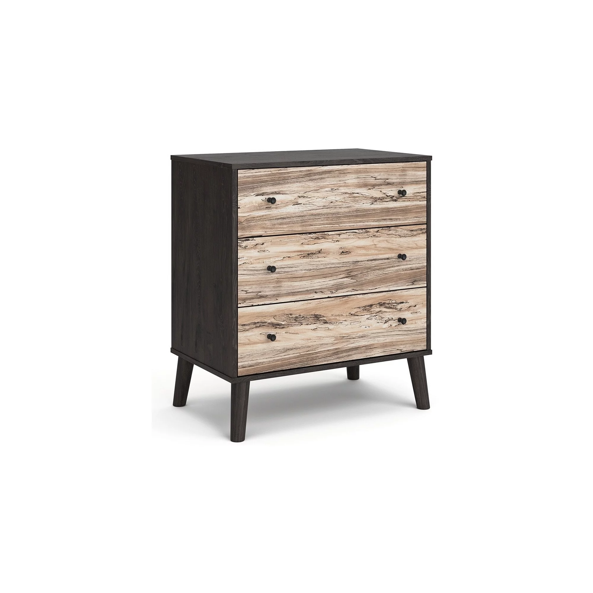 Kiki 34 Inch Bedside Nightstand Chest, 3 Spacious Drawers, Matte Black
