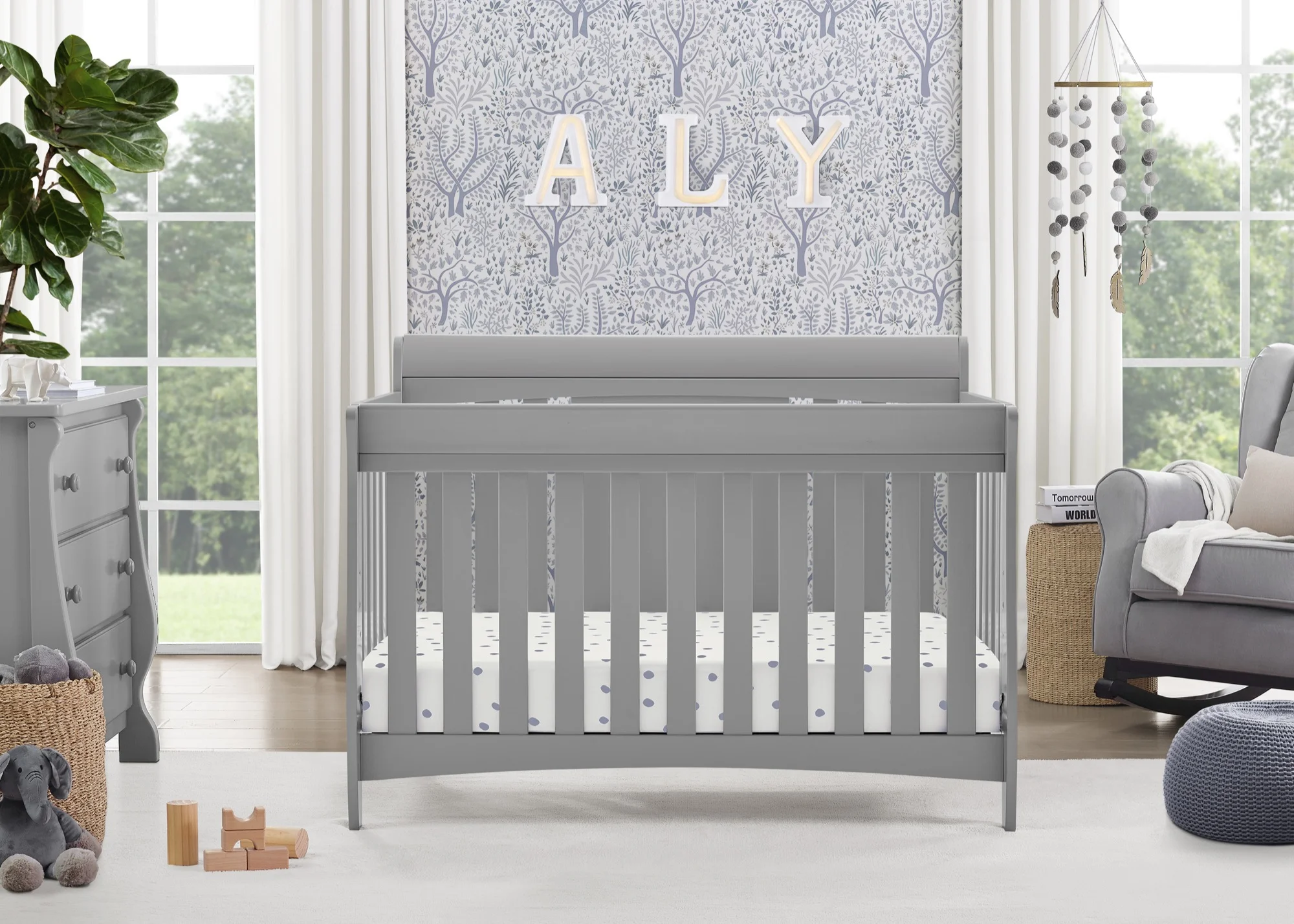 Delta Children NEW Richmond 6-in-1 Convertible Baby Crib, Grey