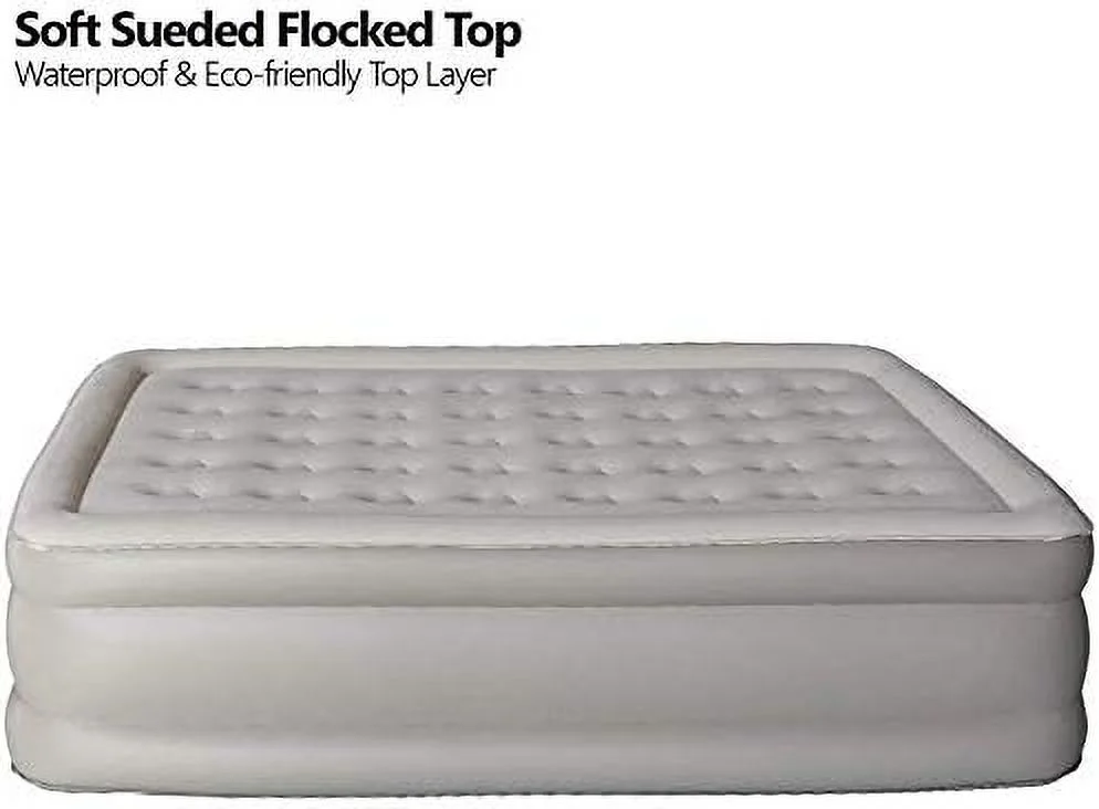 Comfy Inflatable Queen Air Mattress with Built in Pump Self Inflating Blow Up Durable Heavy Duty Stay Firm Comfortable Air Bed 18” Elevated for Home Guest Travel Relocate Camping