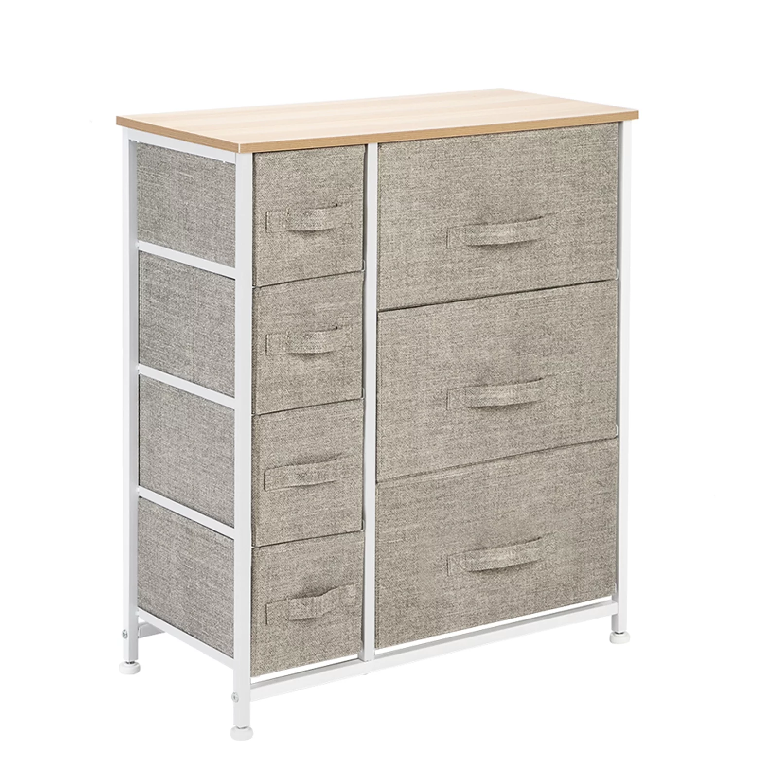 Dresser with 7 Drawers - Furniture Storage Tower Unit for Bedroom, Hallway, Closet, Office Organization - Steel Frame, Wood Top, Easy Pull Fabric Bins, Linen / Natural