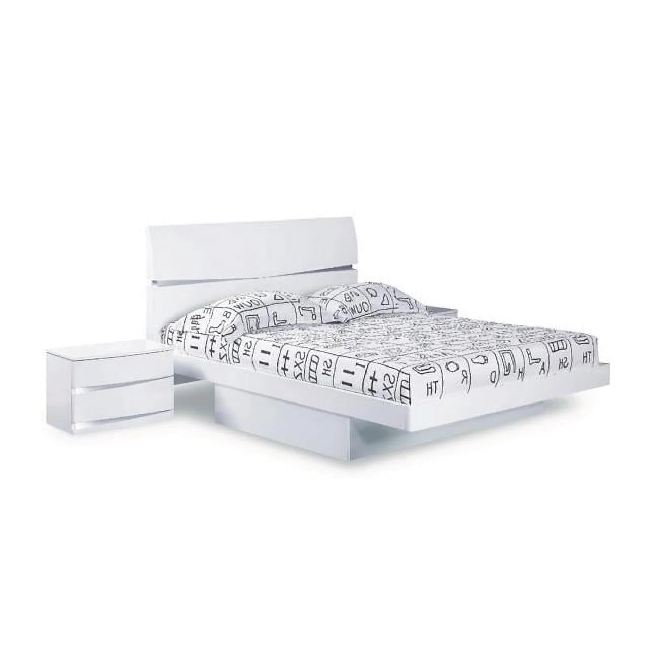 HomeRoots 80 x 60 x 42.5 in. Modern Queen White High Gloss Bed