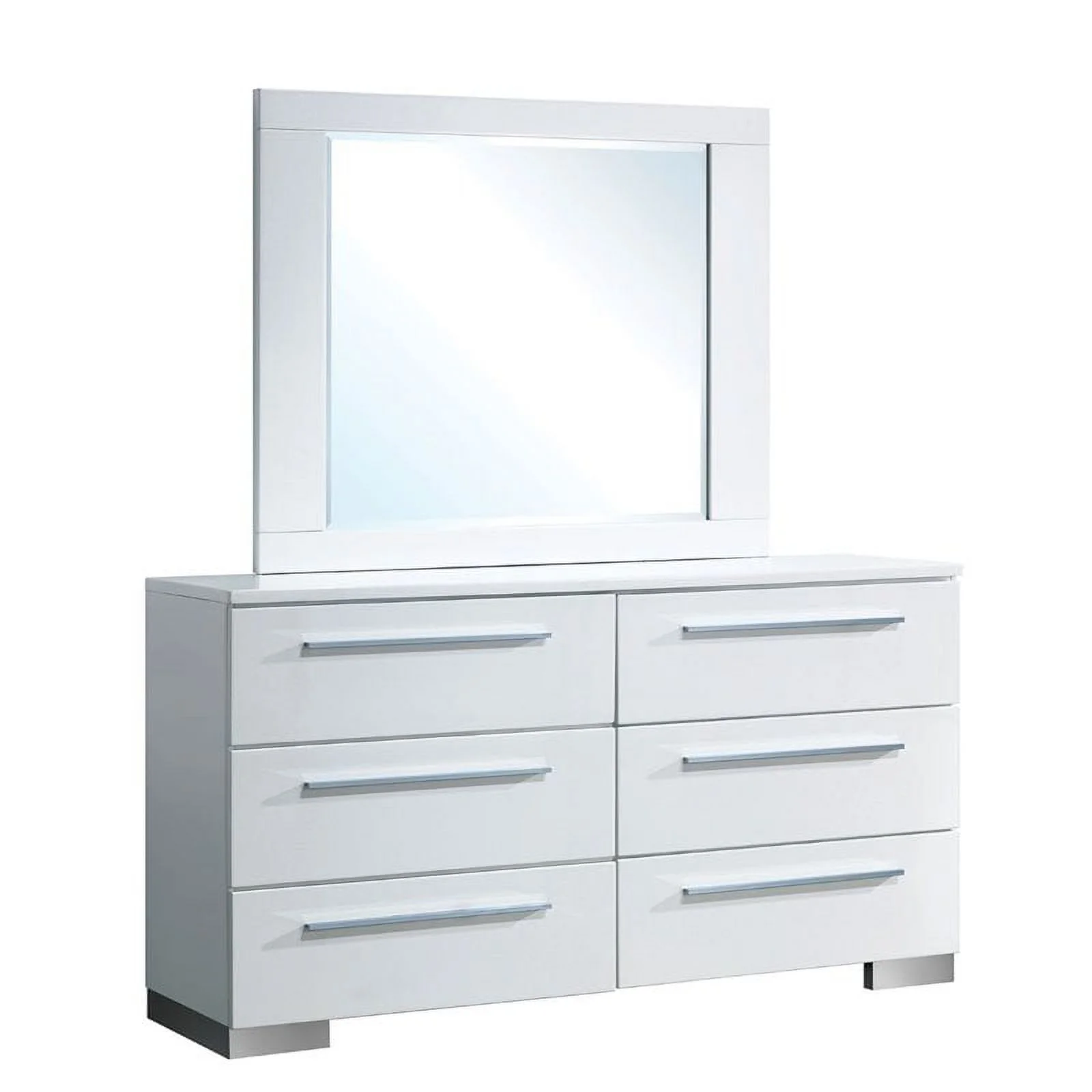 Bowery Hill 4pc Wood Bedroom Set - Queen+Nightstand+Dresser+Mirror in White