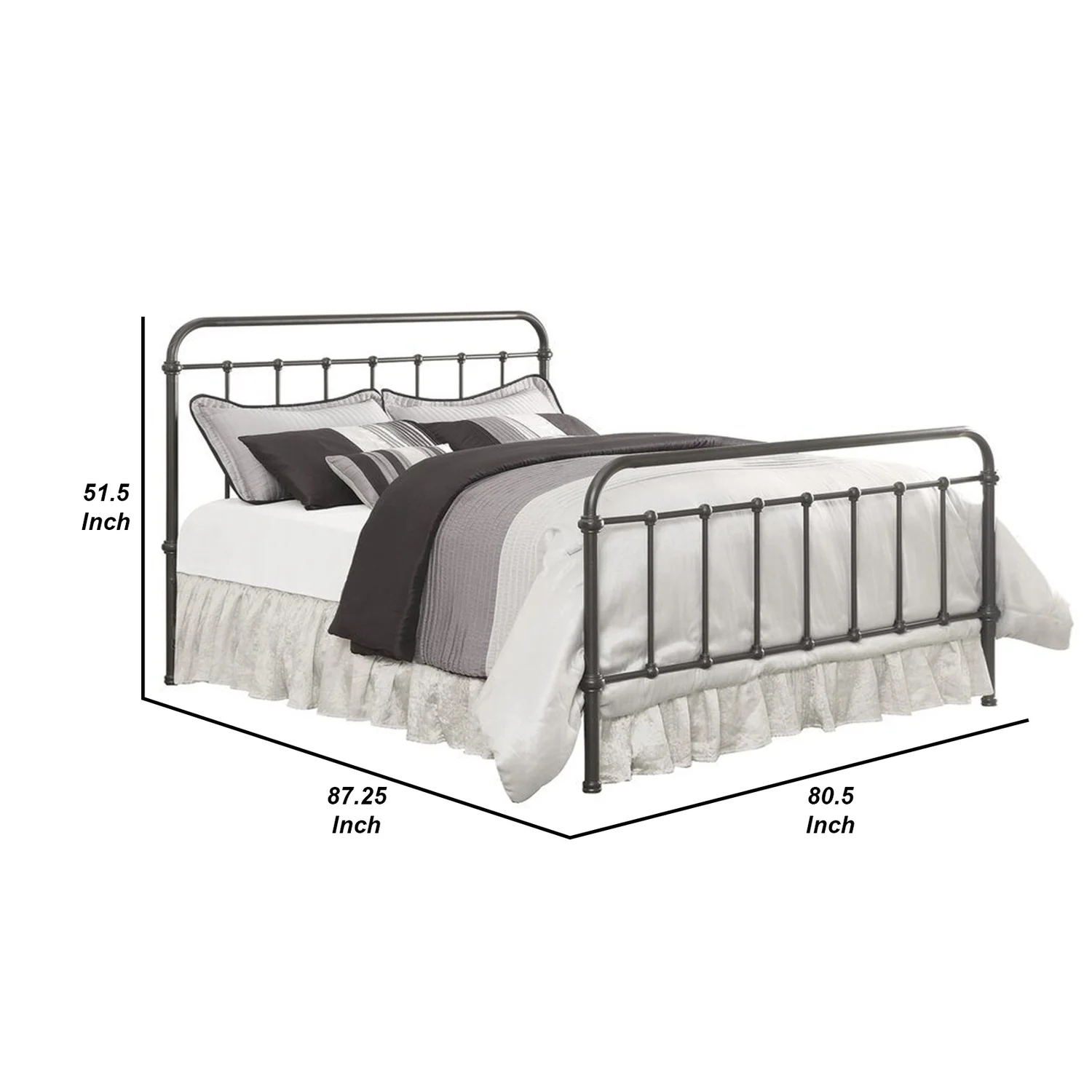 Benzara Metallic Eastern King Size Bed, Dark Bronze