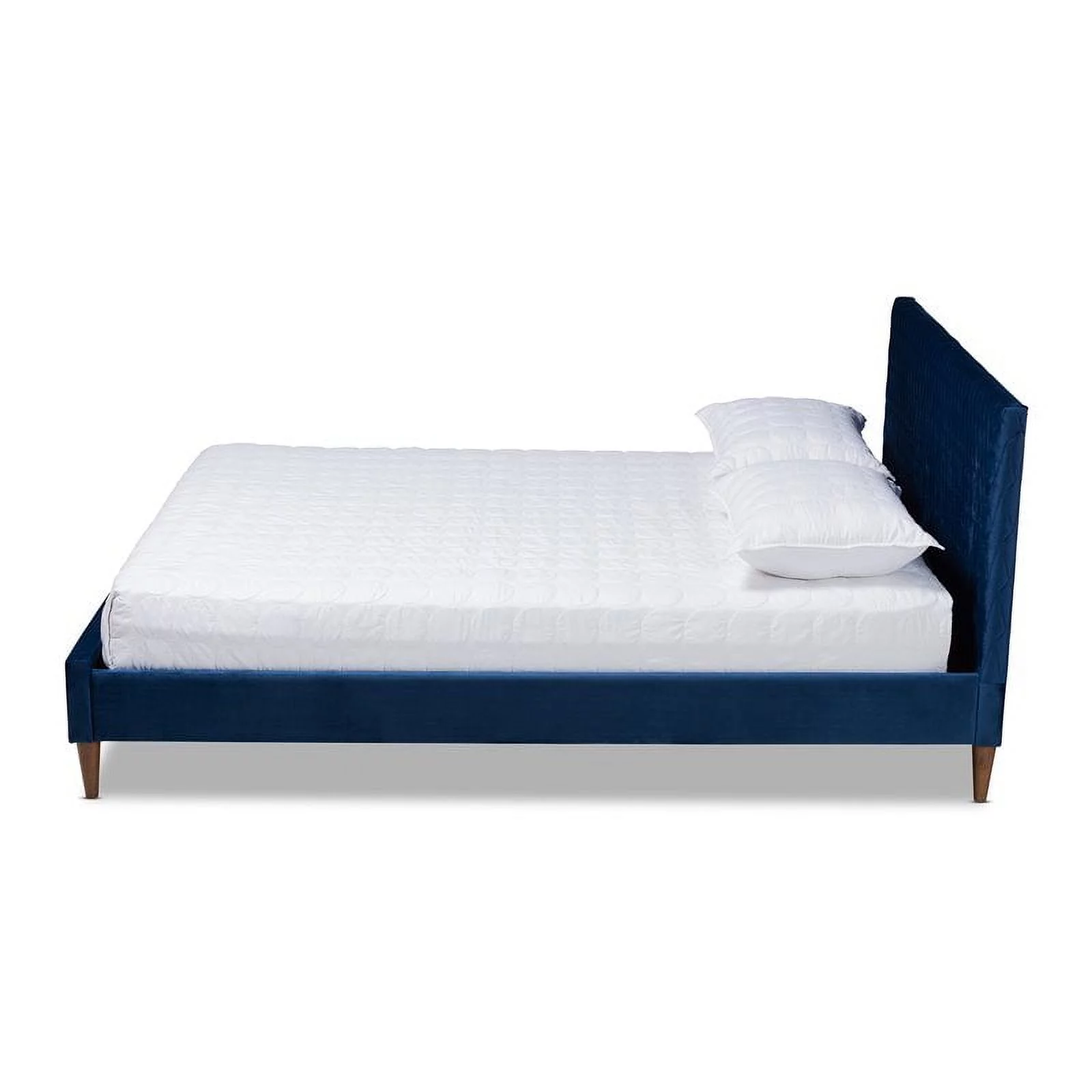 Bowery Hill Modern Upholstered Queen Bed in Royal Blue Velvet