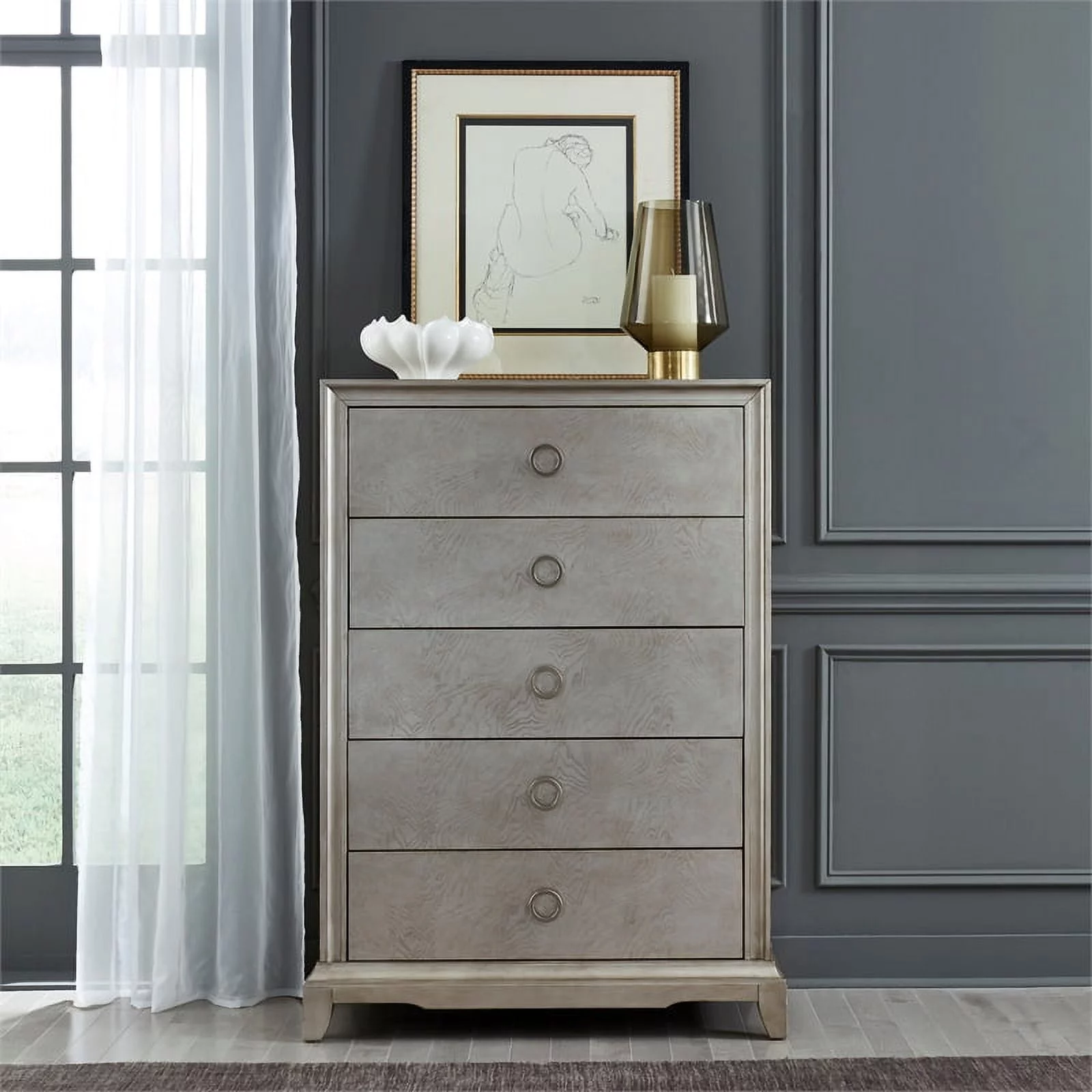Montage 5 Drawer Chest - Platinum Finish