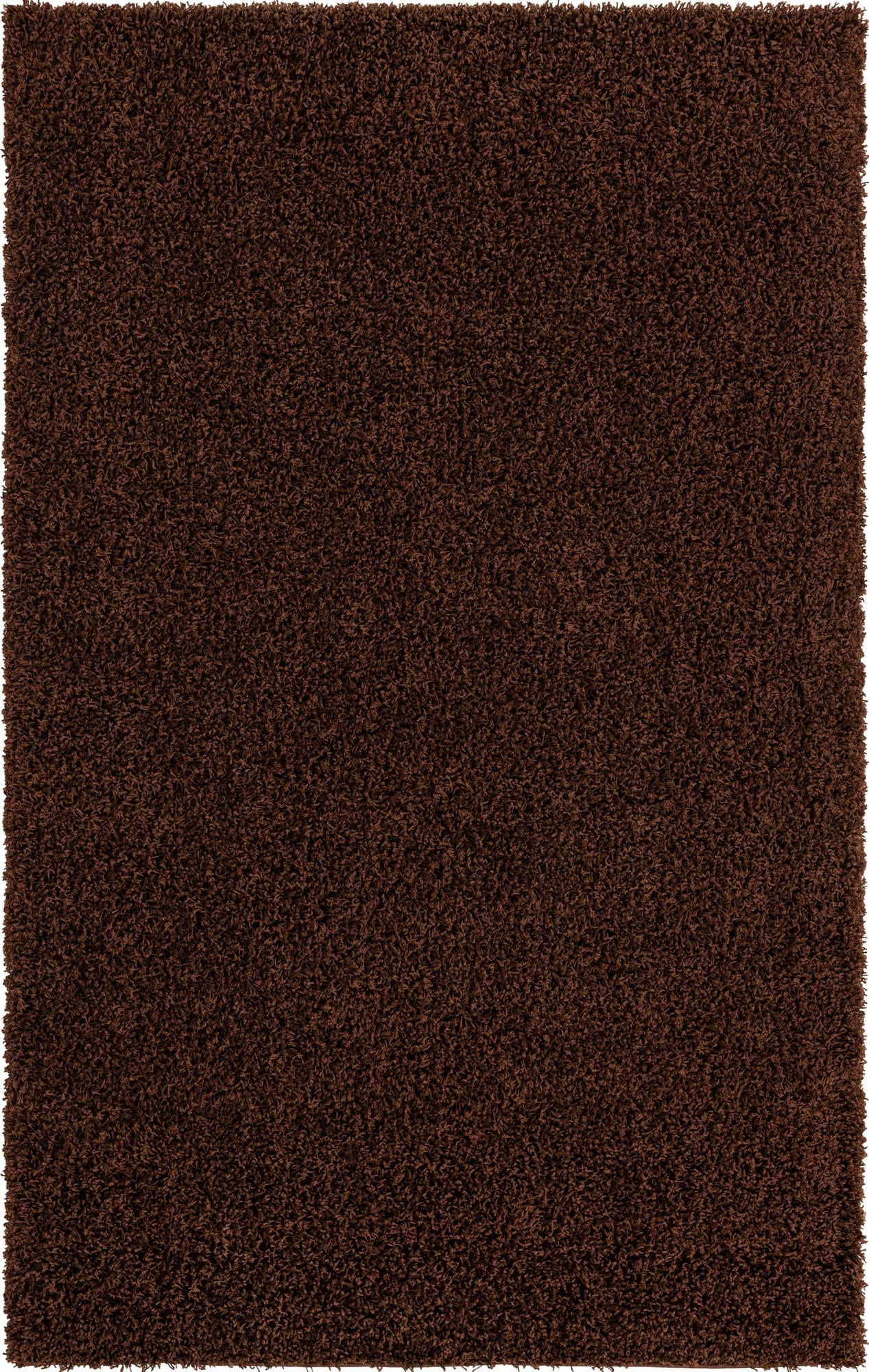 Rugs.com Solid Shag Collection Rug – 5' x 8' Chocolate Brown Shag Rug Perfect For Bedrooms, Dining Rooms, Living Rooms