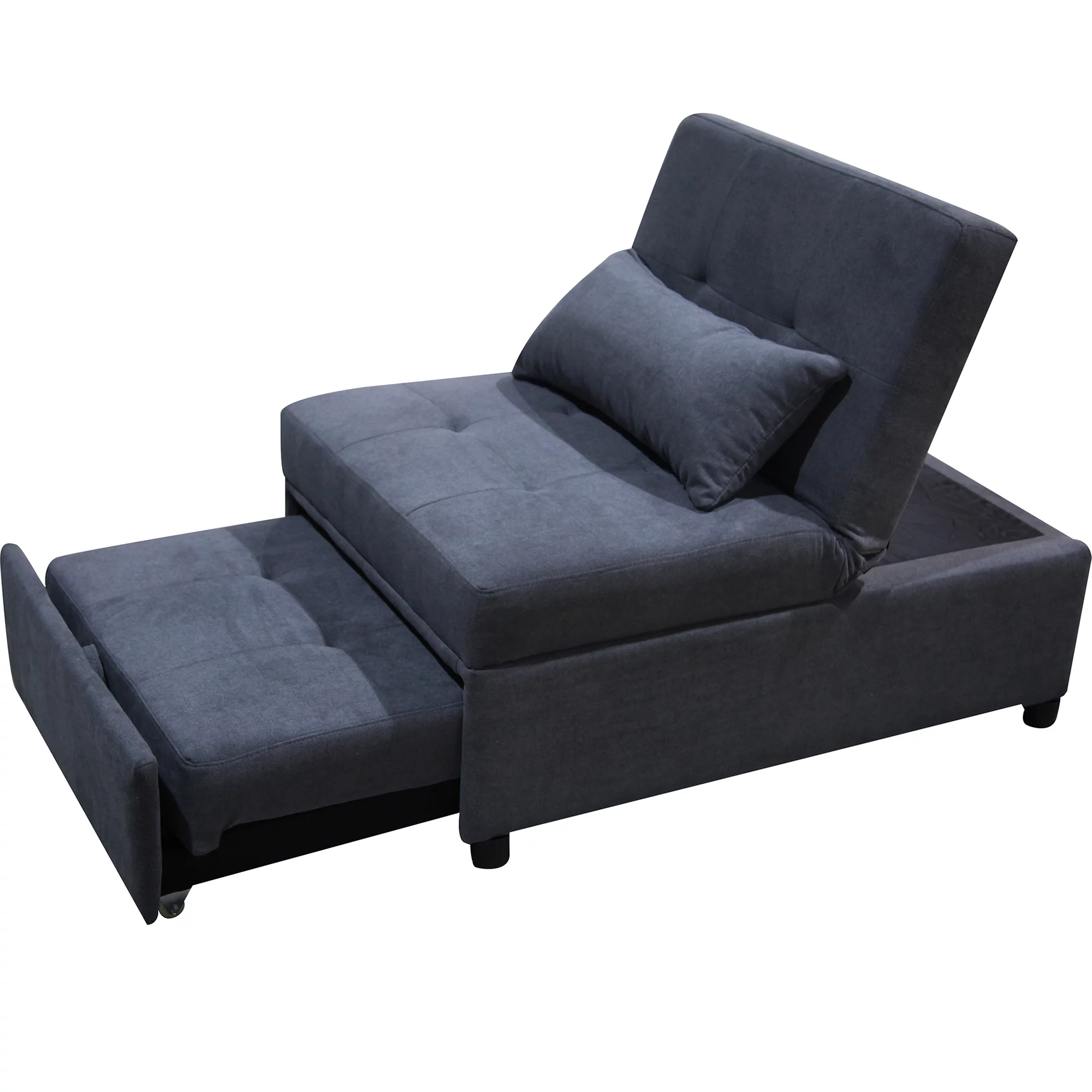 SYNGAR Folding Ottoman Sofa Bed, 4 in 1 Functional Sleeper Bed Convertible Upholstered Daybed with Soft Cushion and Pillow, Adjustable Backrest Lounge Chair Accent Sofa for Small Space, Dark Gray