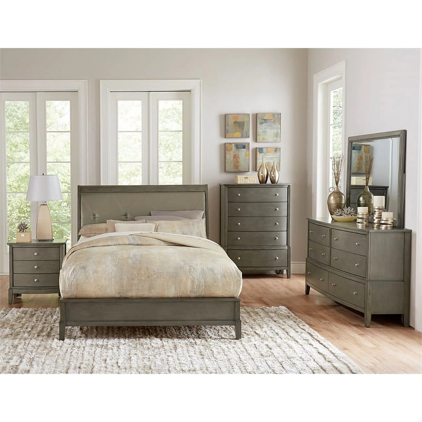 Lexicon Cotterill California King Sleigh Bed in Gray