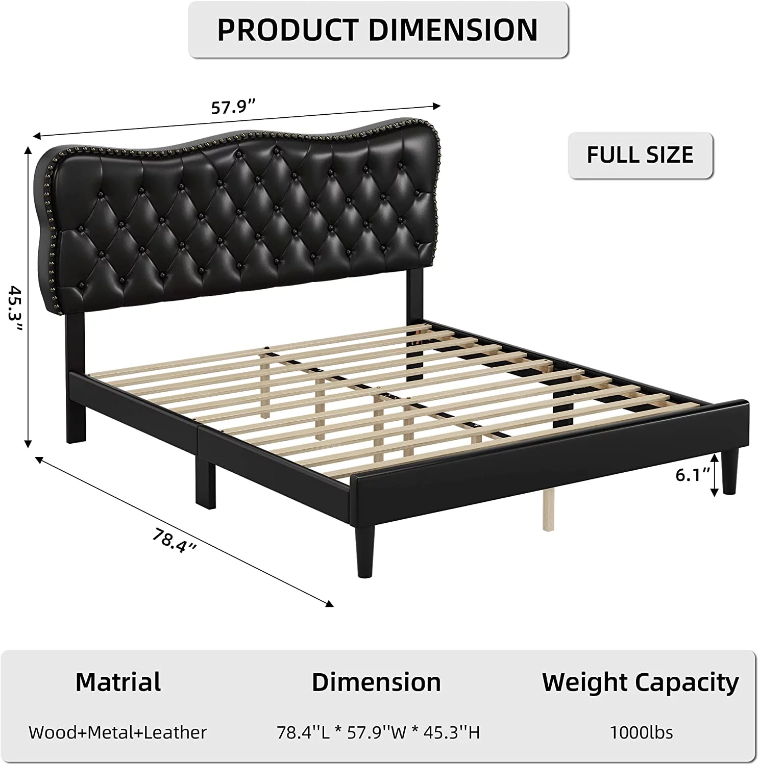 Queen Size Bed Frames Platform Upholstered Bed with Diamond Tufted and Adjustable Headboard No Box Spring Needed for Bedroom Bedroom Furniture in Beige