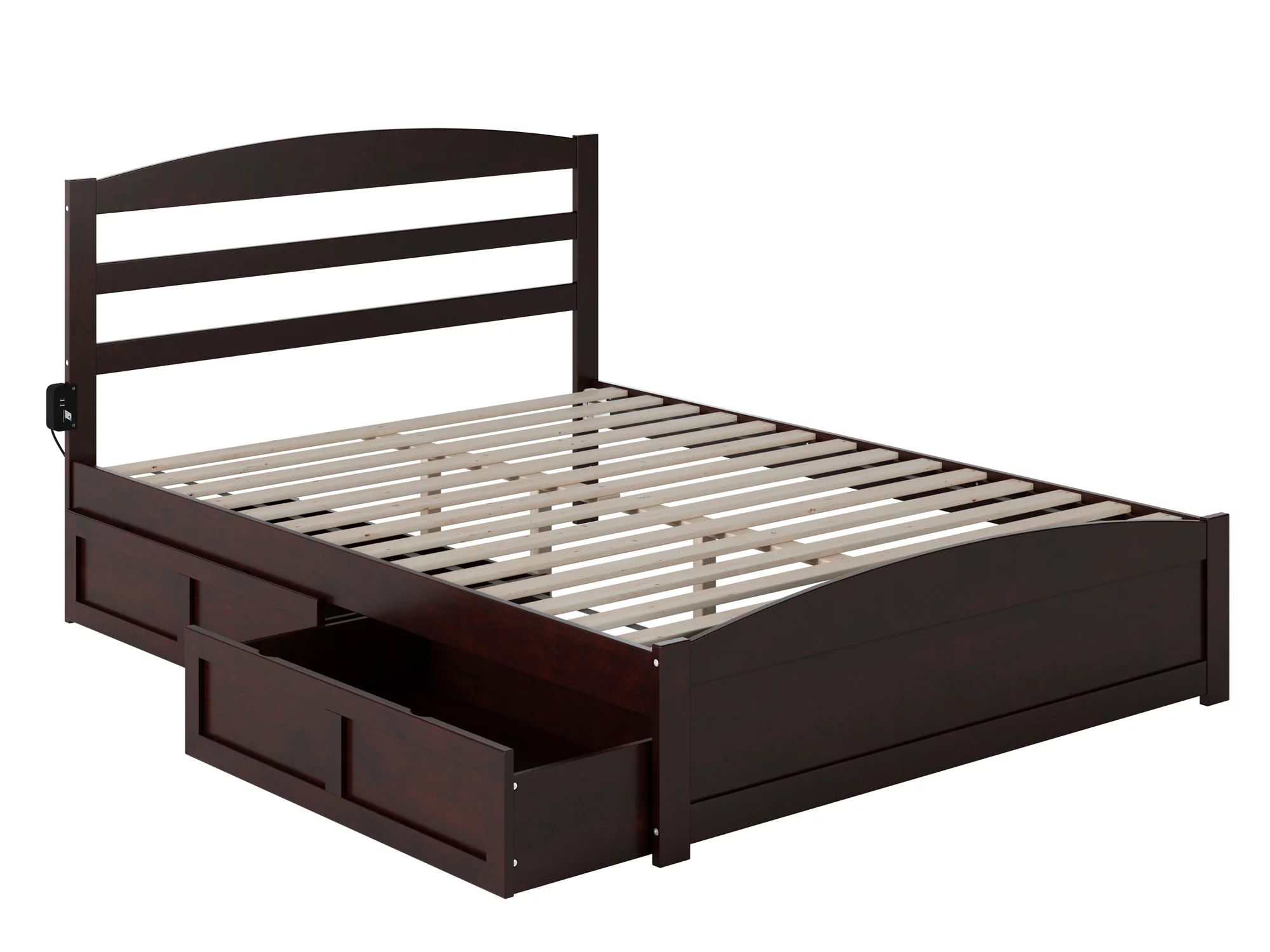 AFI Warren Queen Wood Platform Bed with Headboard Footboard & 2 Storage Drawers, Espresso