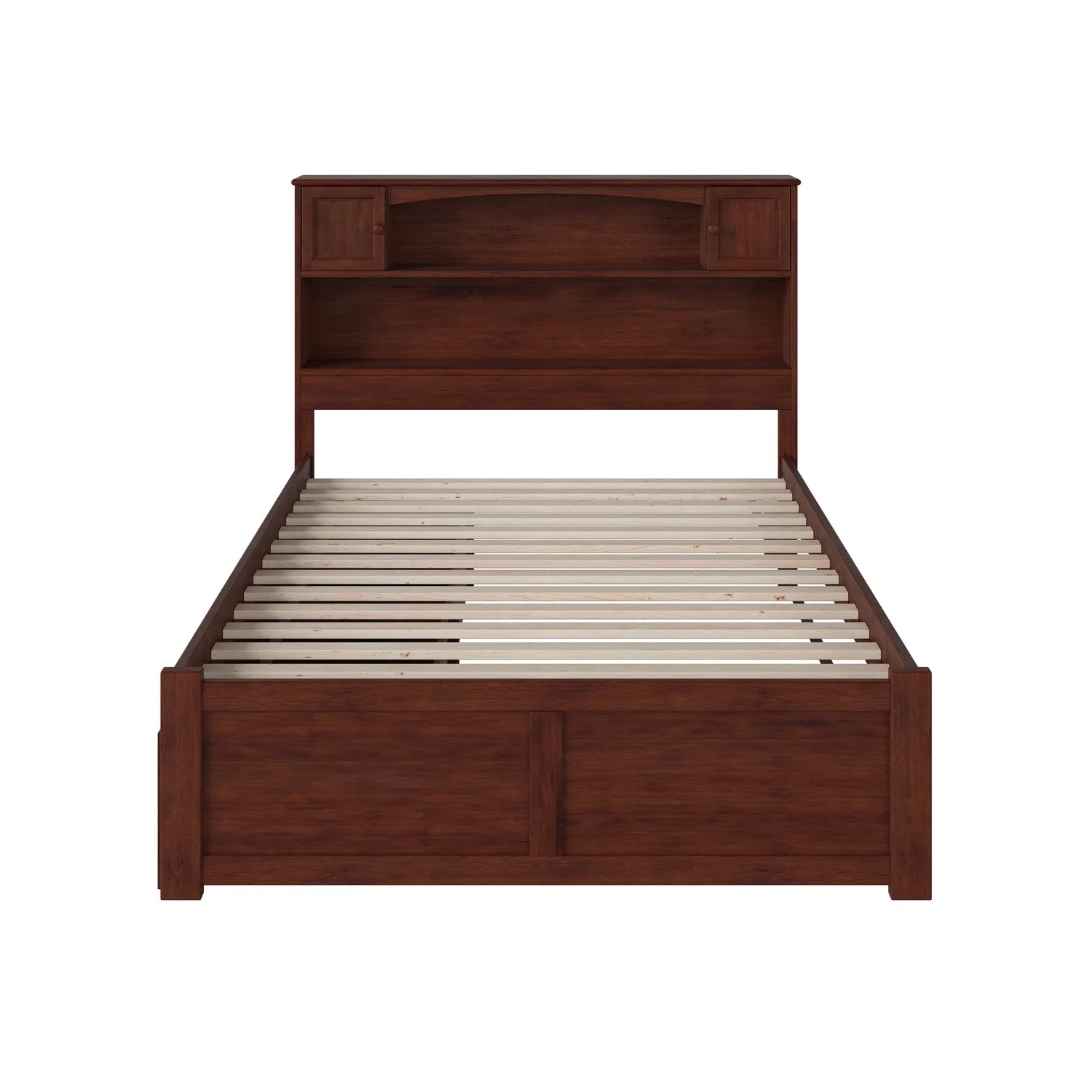 AFI Newport Full Platform Bed with Footboard 2 Drawers in Walnut