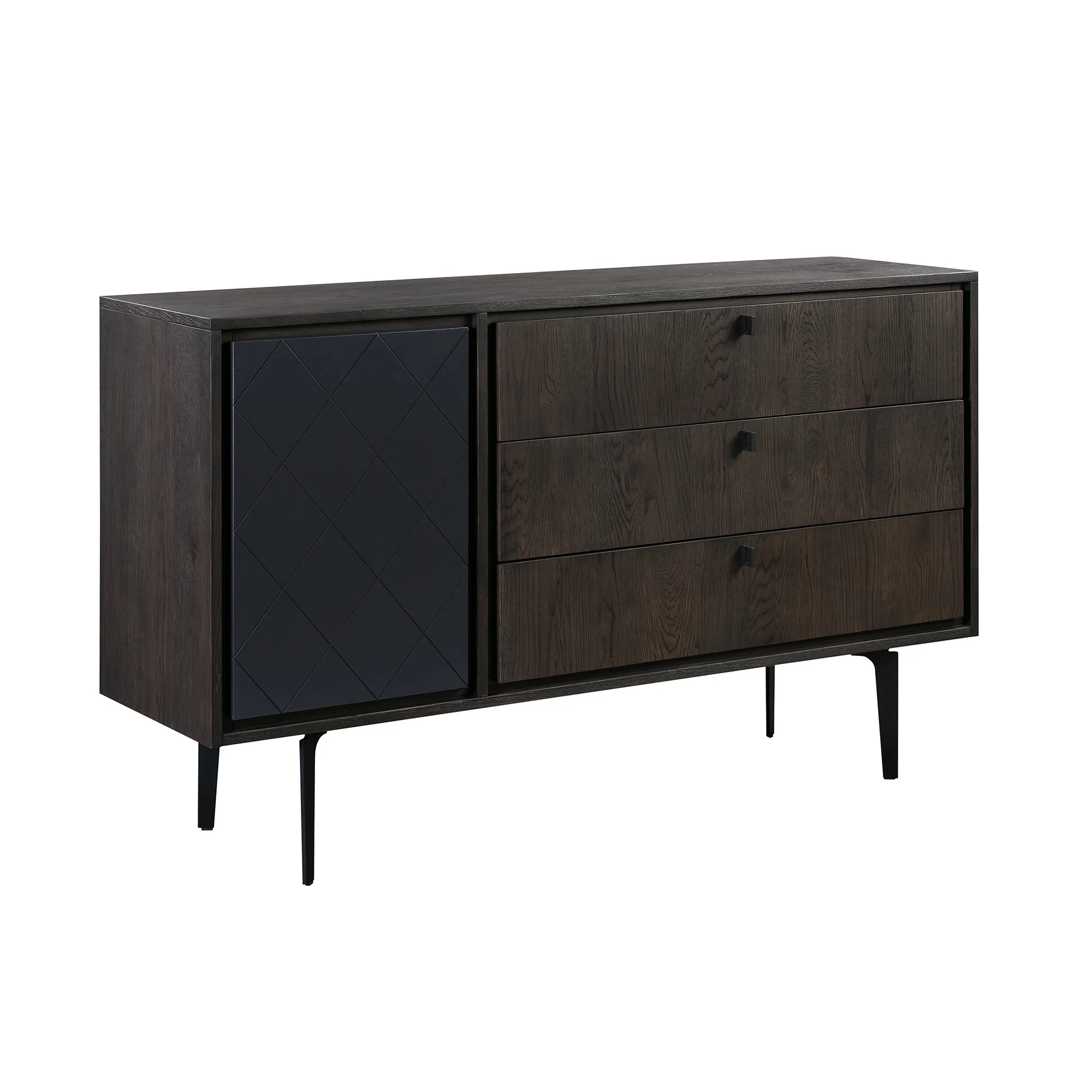 HomeRoots 518623 38 x 63 x 18 in. Dark Gray Finish Solid Wood & Metal Three Drawers Standard Dresser