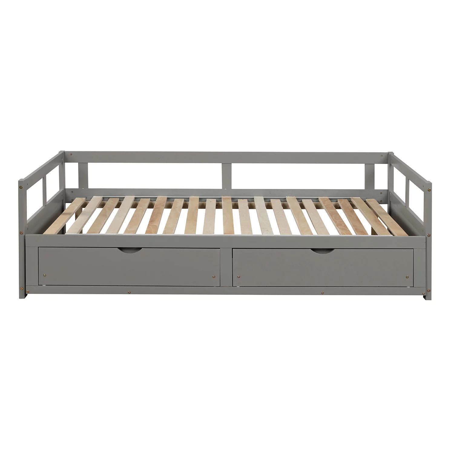 Churanty Twin to King Wooden Daybed with Twin Size Trundle Bed and Two Storage Drawers, Extendable Bed Frame, Sofa Bed for Bedroom Living Room, Gray, Adult
